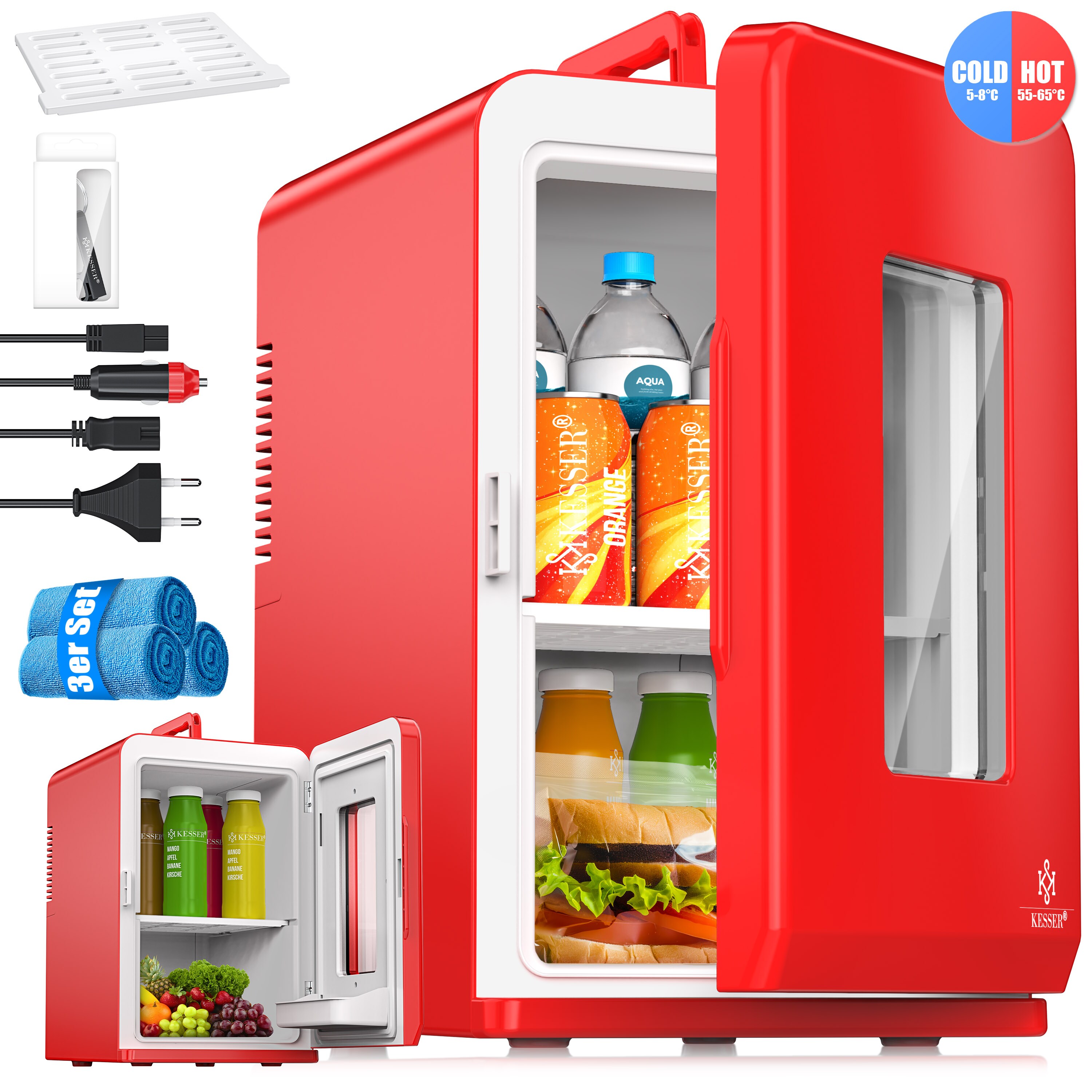 KESSER&reg; 2in1 Mini K&uuml;hlschrank K&uuml;hlbox 15 Liter K&uuml;hl und Heizfunktion Tragbarer AC DC 220-240V/12V Steckdose und Zigarettenanz&uuml;nder Warmhaltebox Mini-Thermobox Auto B&uuml;ros Zimmer Camping Garten - Bild 1