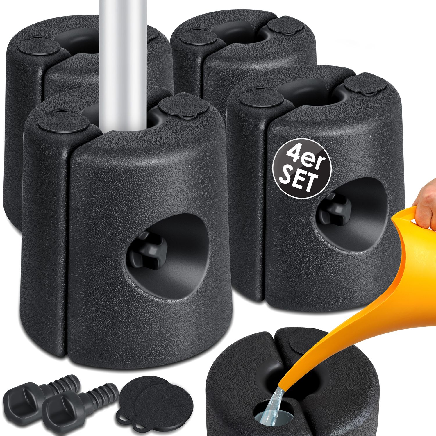 KESSER&reg; Pavillonstandf&uuml;&szlig;e 4er Set Pavillon Standfu&szlig; mit Wasser/Sand bef&uuml;llbar 22 x 22 x 25cm HDPE Gewichte zur Stabilisation f&uuml;r Pavillons Gartenzelte Festzelte Standsicherung Stabil - Bild 1