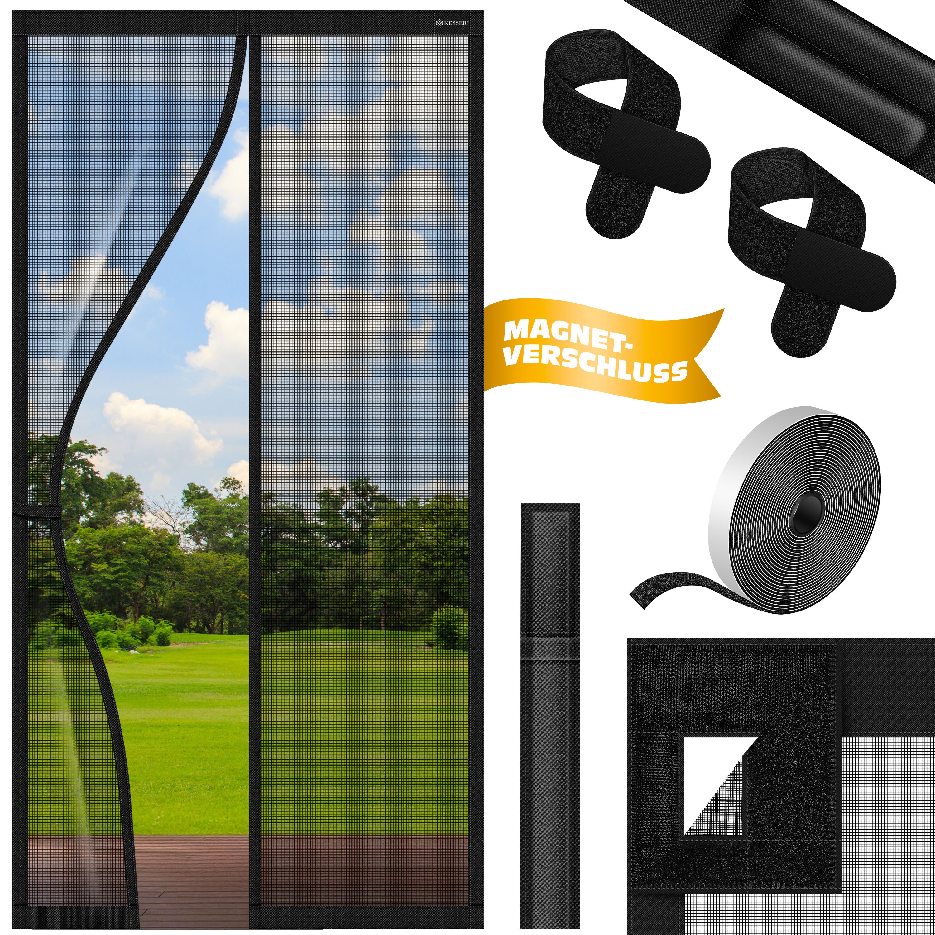 KESSER&reg; Magnet Fliegengitter T&uuml;r Insektenschutz Magnetvorhang T&uuml;rvorhang Schutzgitter mit kinderleichter Inkl. Klebemontage f&uuml;r Balkont&uuml;r Terrassent&uuml;r Kellert&uuml;r Montage Ohne Bohren - Bild 1