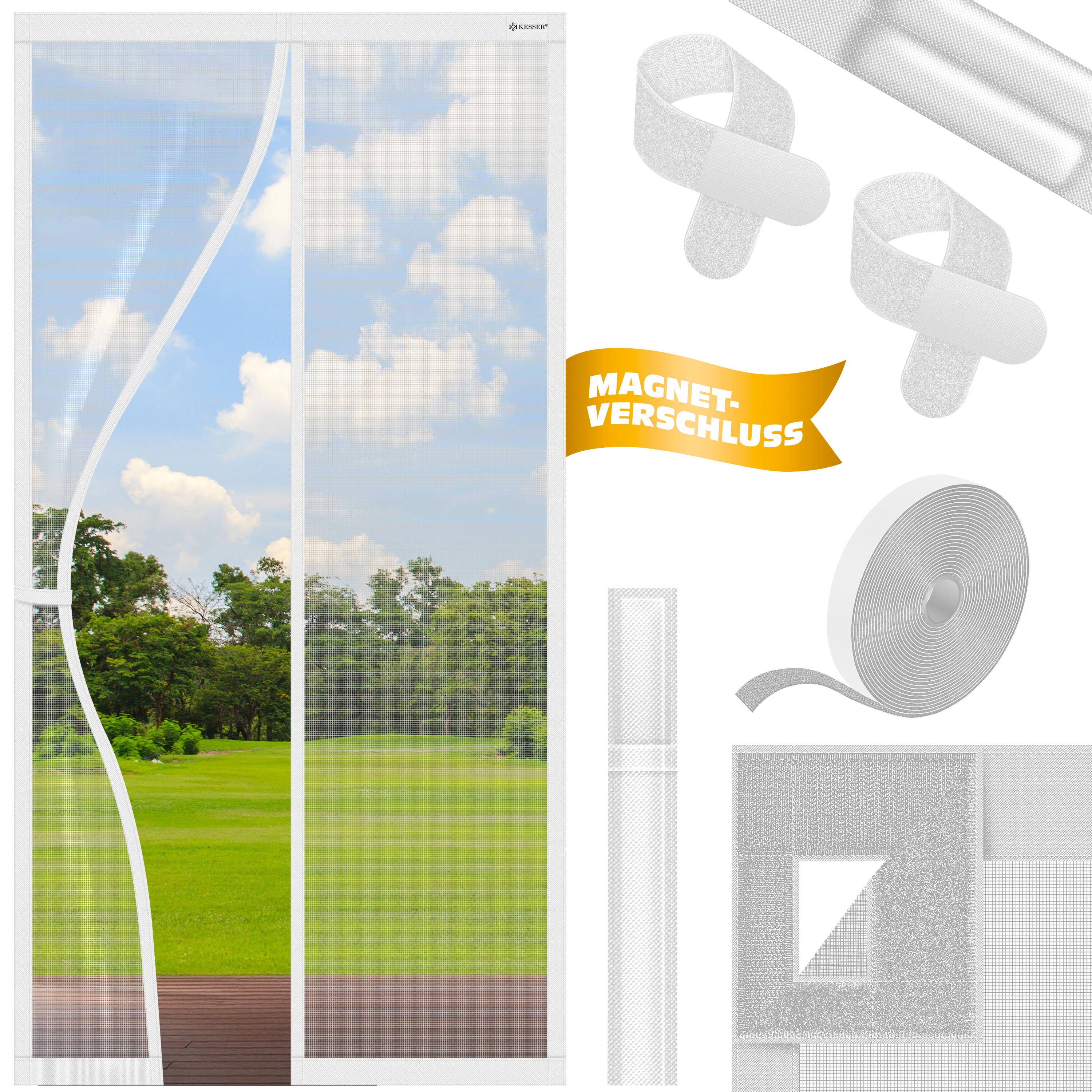 KESSER&reg; Magnet Fliegengitter T&uuml;r Insektenschutz Magnetvorhang T&uuml;rvorhang Schutzgitter mit kinderleichter Inkl. Klebemontage f&uuml;r Balkont&uuml;r Terrassent&uuml;r Kellert&uuml;r Montage Ohne Bohren - Bild 1