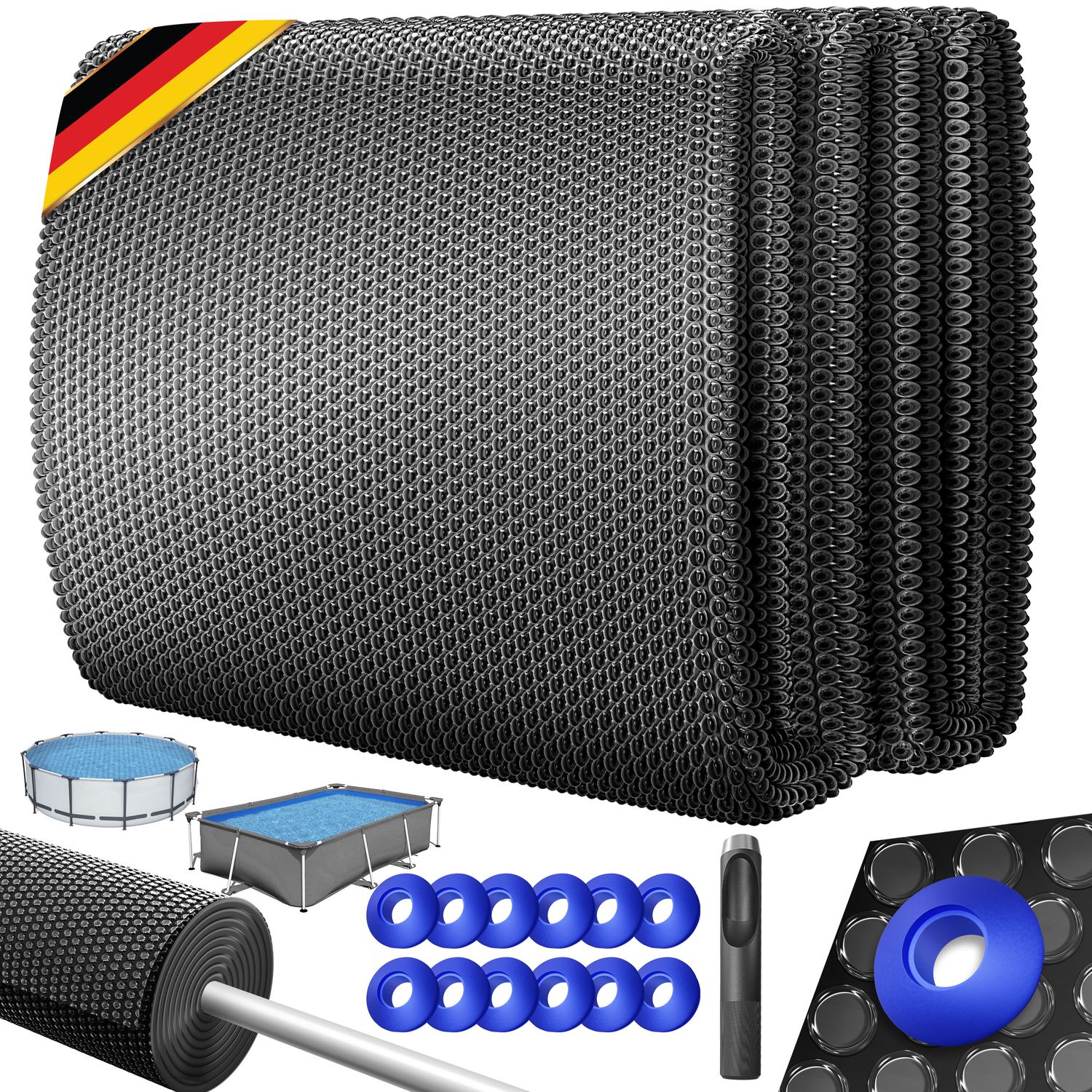 KESSER&reg; Pool Solarabdeckplane | Solarfolie St&auml;rke 120&micro;m | Solarabdeckung Solarplane zuschneidbar | Poolsolarplane Solar Folie inkl. 1x Schere, 1x Lochzange & 12x &Ouml;sen | Poolheizung f&uuml;r Wassererw&auml;rmung - Bild 1