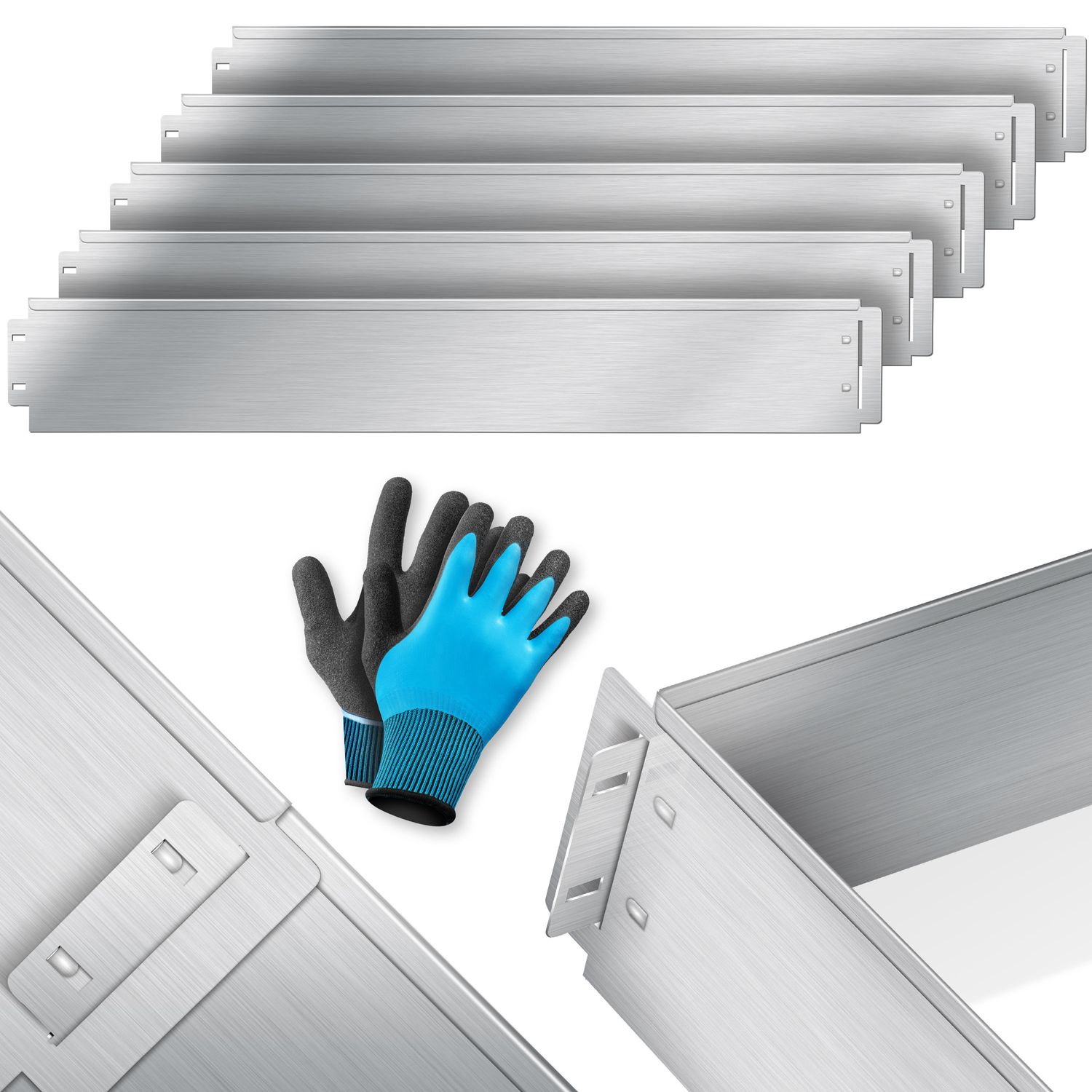 KESSER&reg; Rasenkante Beeteinfassung Beetumrandung 5 bis 50m Beetbegrenzung Rasenbleche M&auml;hkante Metall Palisade Inkl. Handschuhe - Bild 1