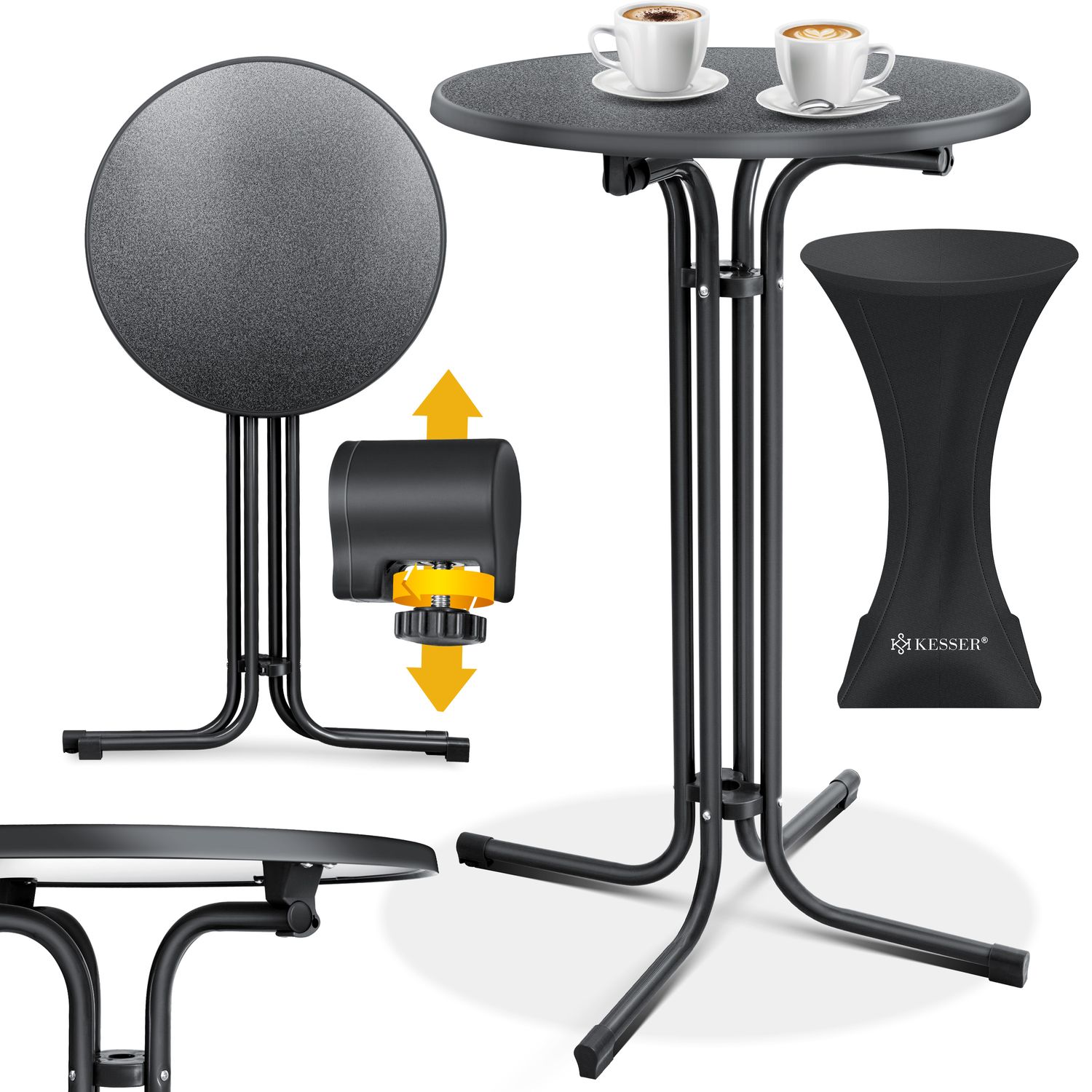 KESSER&reg; Gastro Stehtisch klappbar - Gastronomie Bistrotisch rund - Wetterbest&auml;ndiger Klapptisch Gartentisch - Runder Partytisch - Hitzebest&auml;ndig - Stabil und sicher - Bild 1