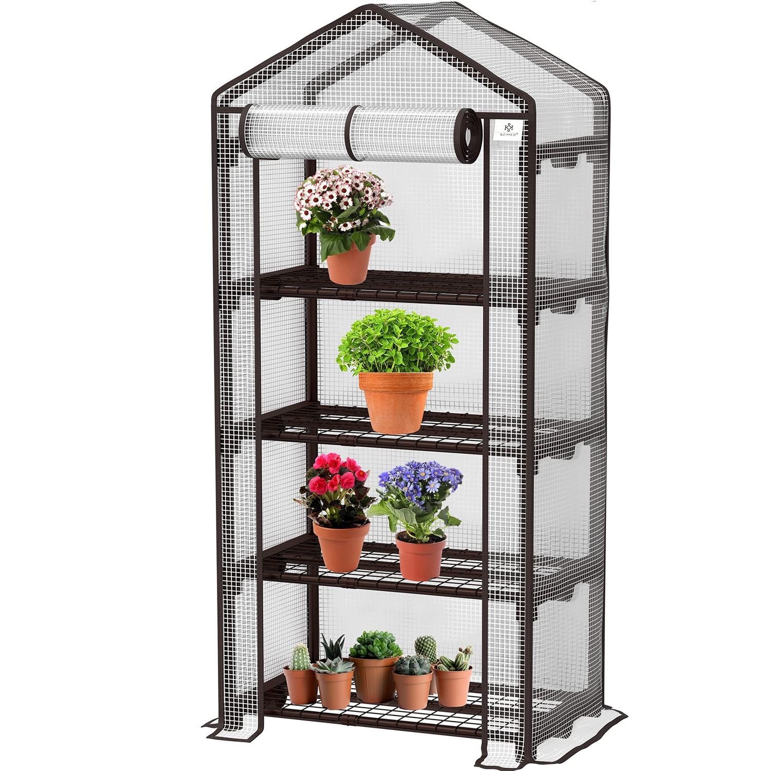KESSER&reg; Premium Foliengew&auml;chshaus Gew&auml;chshaus mit 4 Etagen - 69 x 50 x 158 cm Treibhaus mit 4 Regalen - Platzsparend, Hochwertiges Anzuchthaus Garten Balkon Stabil & Einfach zu Montieren - Bild 1