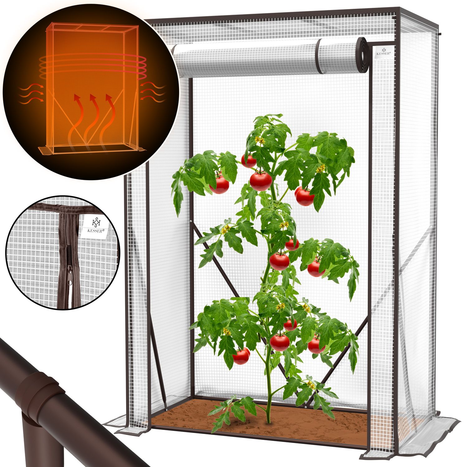 KESSER&reg; Premium Tomatengew&auml;chshaus Foliengew&auml;chshaus, Gew&auml;chshaus klein, Tomatenhaus, Treibhaus mit T&uuml;r zum Aufrollen - 100 x 50 x 150 cm Fr&uuml;hbeet, Gem&uuml;se, Blumen, Obst, Garten - Bild 1