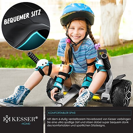 KESSER® Premium Hoverboard Sitz für 6,5 bis 10 Zoll Längenverstellbar 75-98 cm Kompatibel Hoverkart Hover-Board Go-Kart Stuhl Self Balancing für Kinder Erwachsene Stahl-Rahmen 