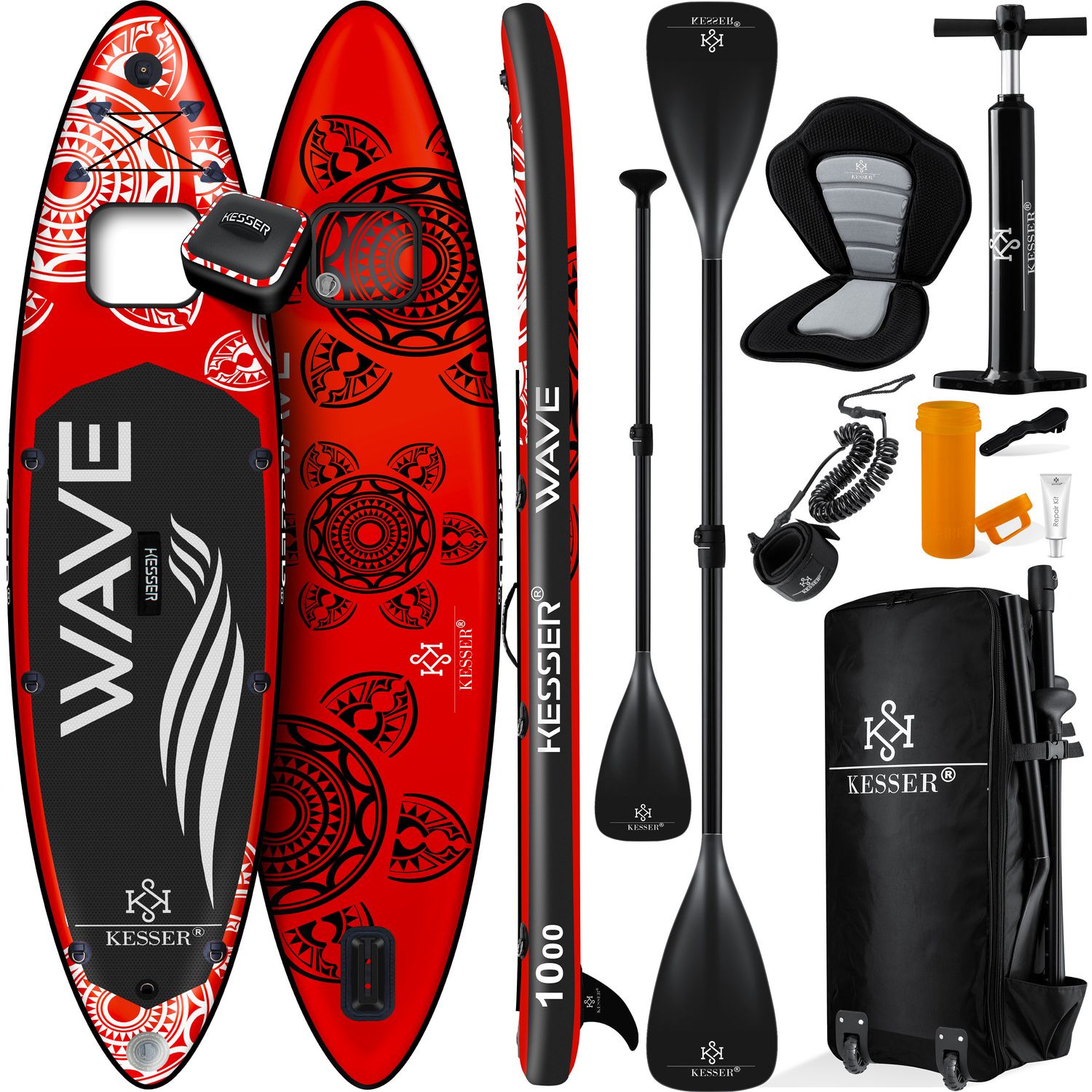 KESSER&reg; SUP Board Aufblasbar Set mit Sichtfenster Stand Up Paddle Board Premium Surfboard Wassersport | 6 Zoll Dick  | Komplettes Zubeh&ouml;r | 130kg - Bild 1