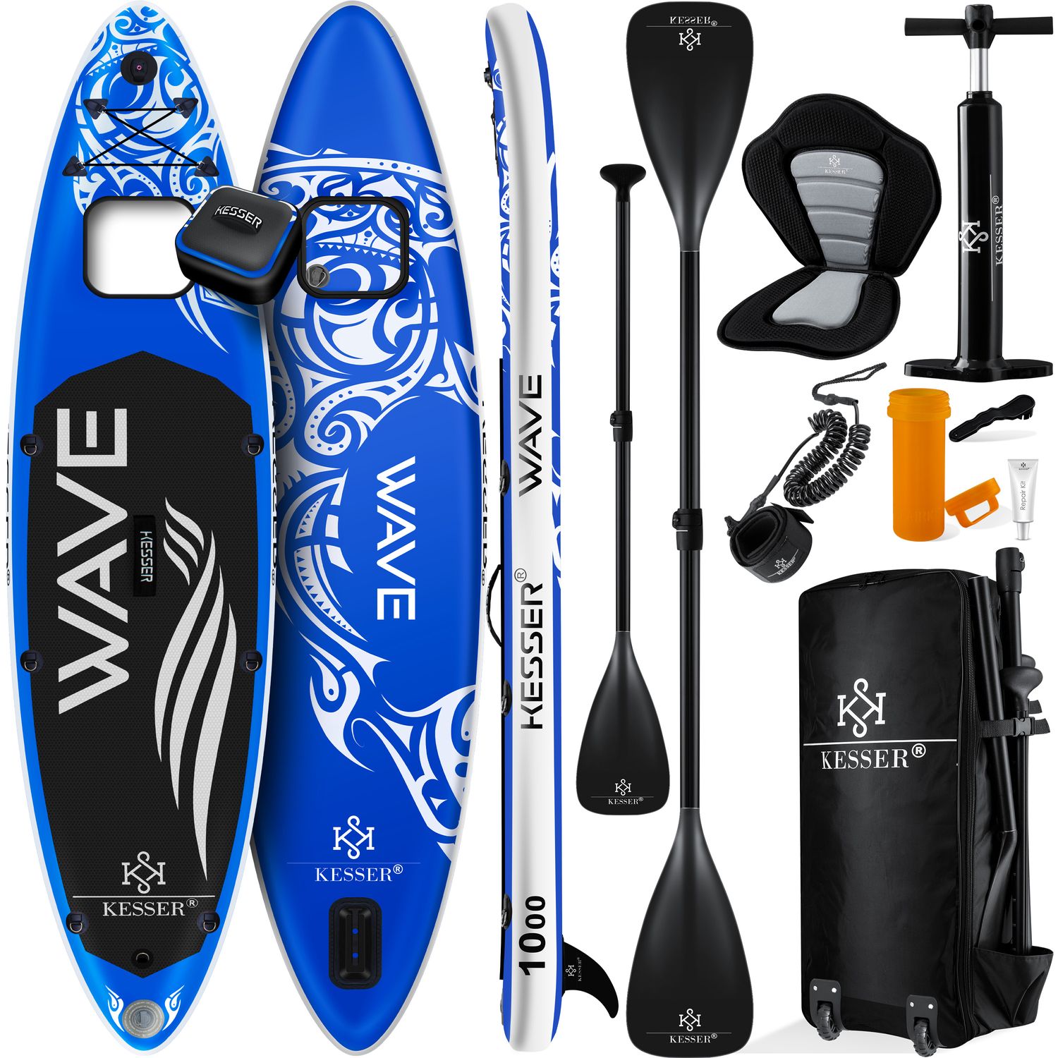 KESSER&reg; SUP Board Aufblasbar Set mit Sichtfenster Stand Up Paddle Board Premium Surfboard Wassersport | 6 Zoll Dick  | Komplettes Zubeh&ouml;r | 130kg - Bild 1