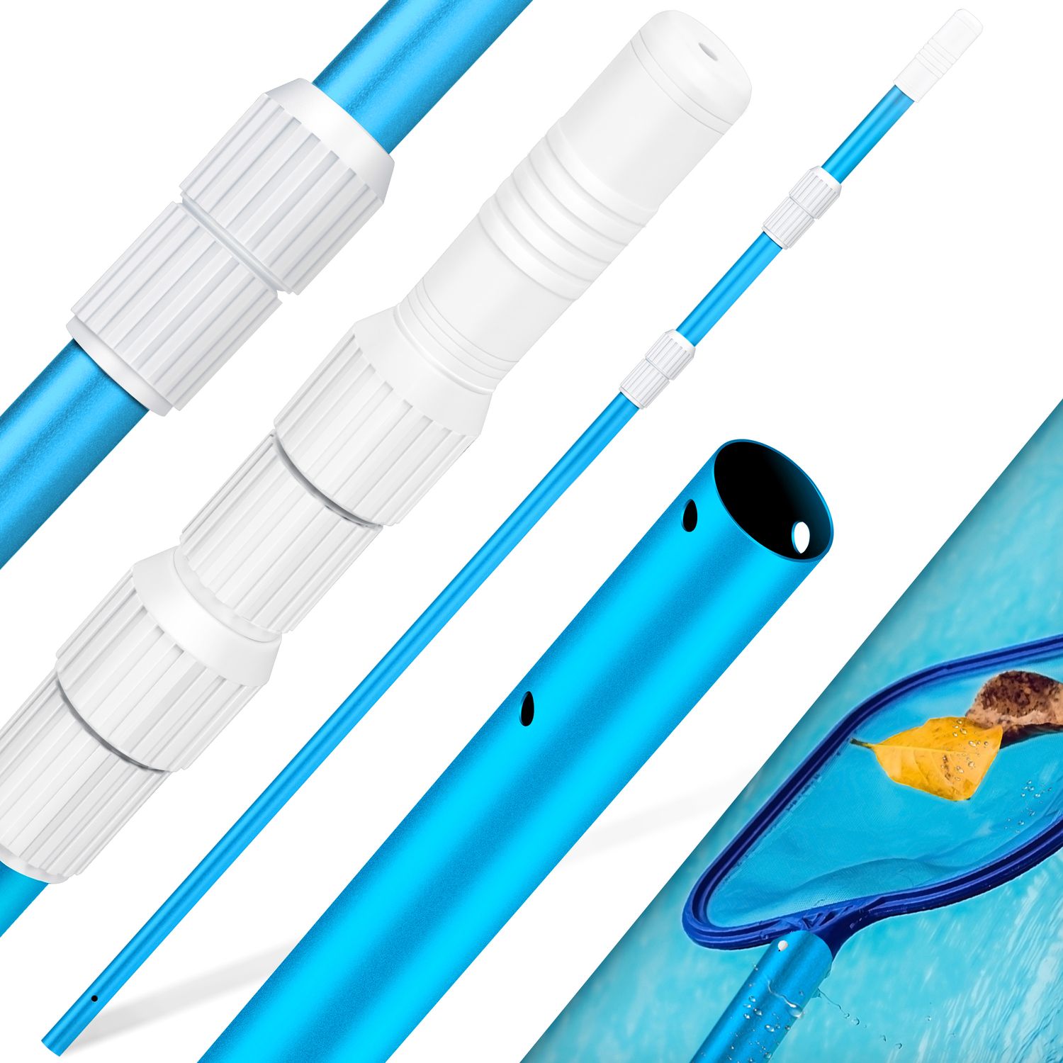 KESSER&reg; Pool Teleskopstange Aluminium Poolstange  | Stange zur Poolreinigung 3-teilig  |  einstellbar von 1,20m bis 3,60m | Witterungsbest&auml;ndig und Stabil - Bild 1