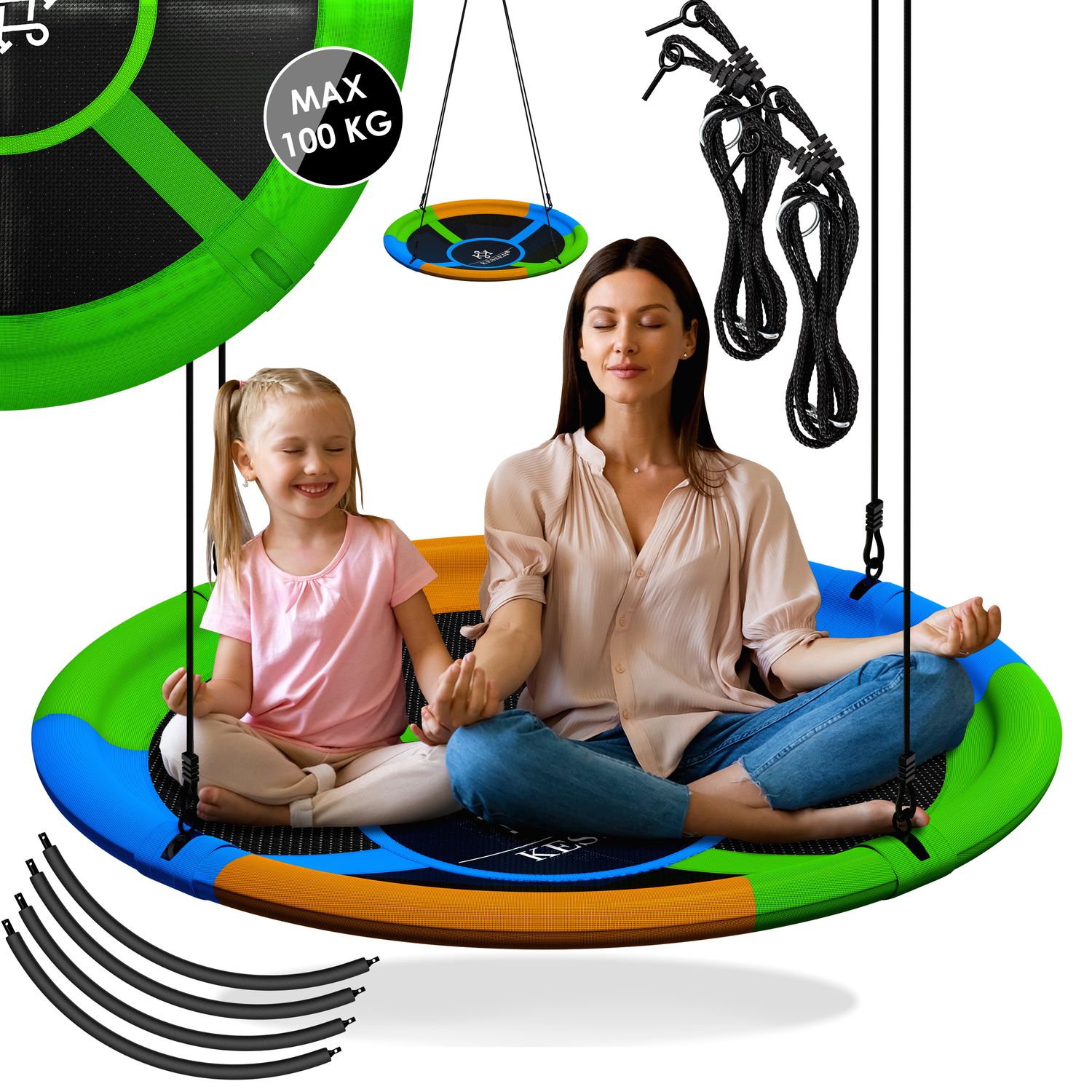 KESSER&reg; Nestschaukel Tellerschaukel H&auml;ngeschaukel Rundschaukel Schaukel verstellbar Garten-Schaukel Kinderschaukel Indoor - Outdoor-Schaukel f&uuml;r Kinder & Erwachsene - Bild 1