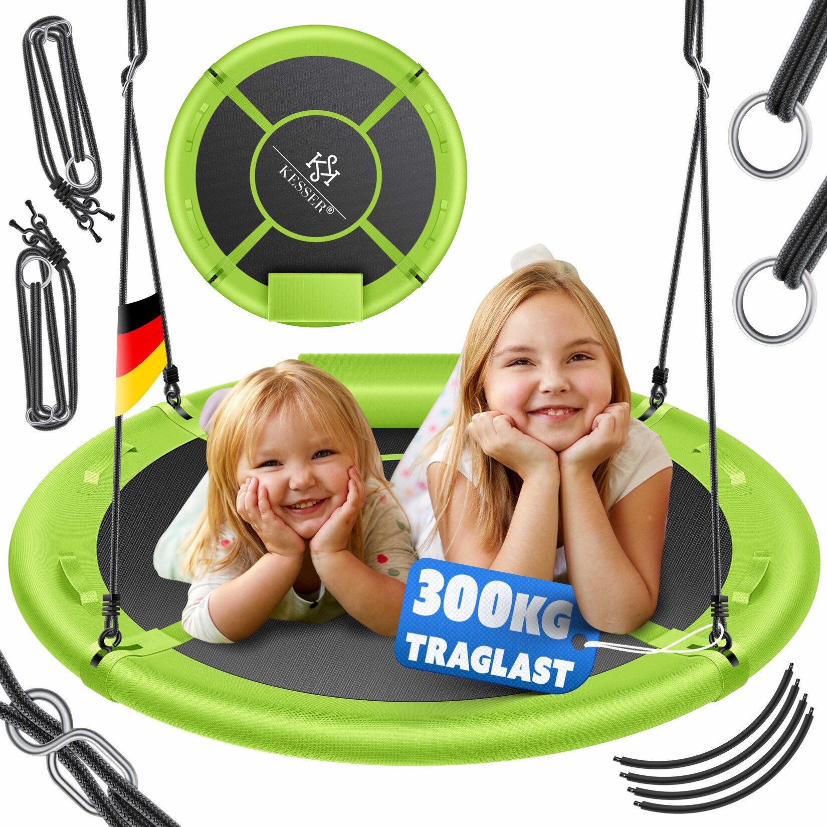 KESSER® Nestschaukel Tellerschaukel Hängeschaukel Rundschaukel Schaukel verstellbar Garten-Schaukel Kinderschaukel Indoor - Outdoor-Schaukel für Kinder & Erwachsene