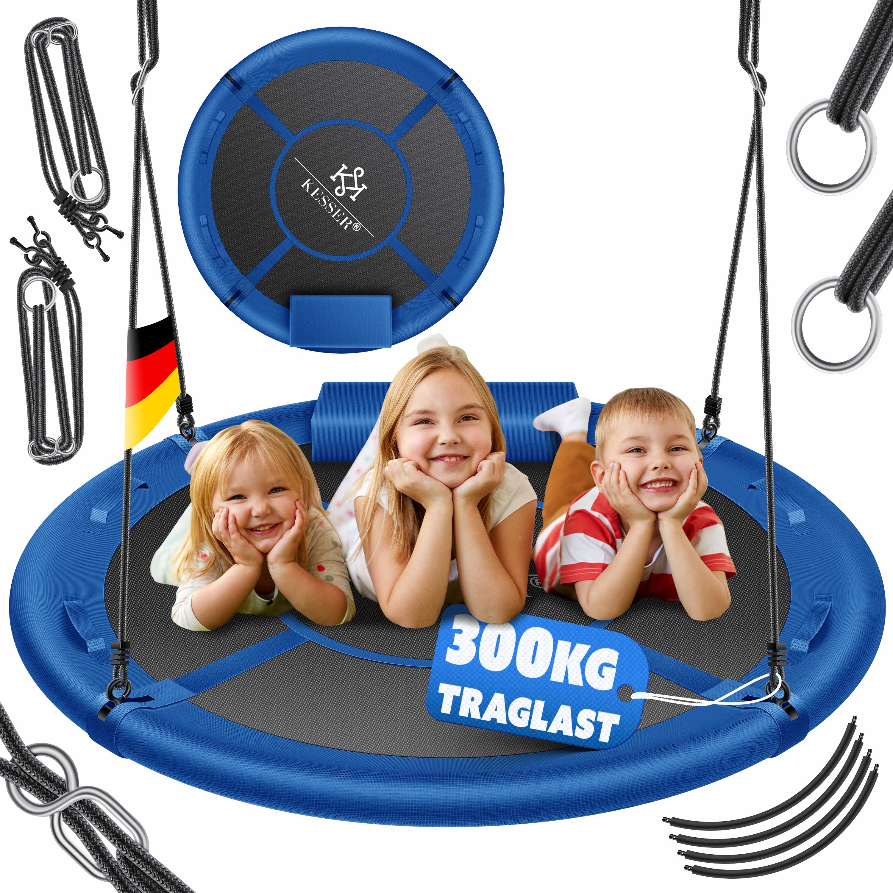 KESSER&reg; Nestschaukel Tellerschaukel H&auml;ngeschaukel Rundschaukel Schaukel verstellbar Garten-Schaukel Kinderschaukel Indoor - Outdoor-Schaukel f&uuml;r Kinder & Erwachsene - Bild 1