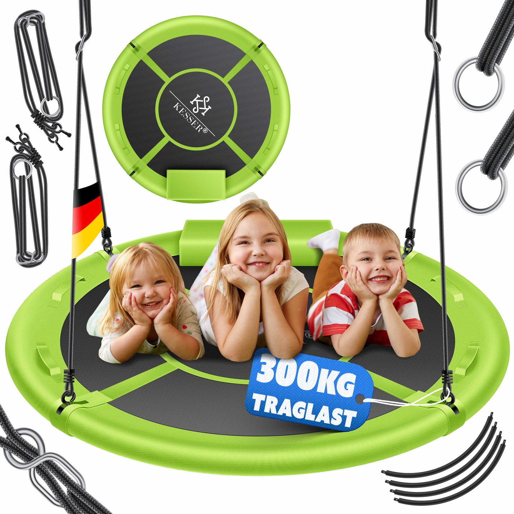 KESSER® Nestschaukel Tellerschaukel Hängeschaukel Rundschaukel Schaukel verstellbar Garten-Schaukel Kinderschaukel Indoor - Outdoor-Schaukel für Kinder & Erwachsene