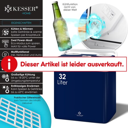KESSER® 32 L Kühlbox 12V, 230V Stecker, Mini-Kühlschrank, Thermoelektrische  Warmhaltebox