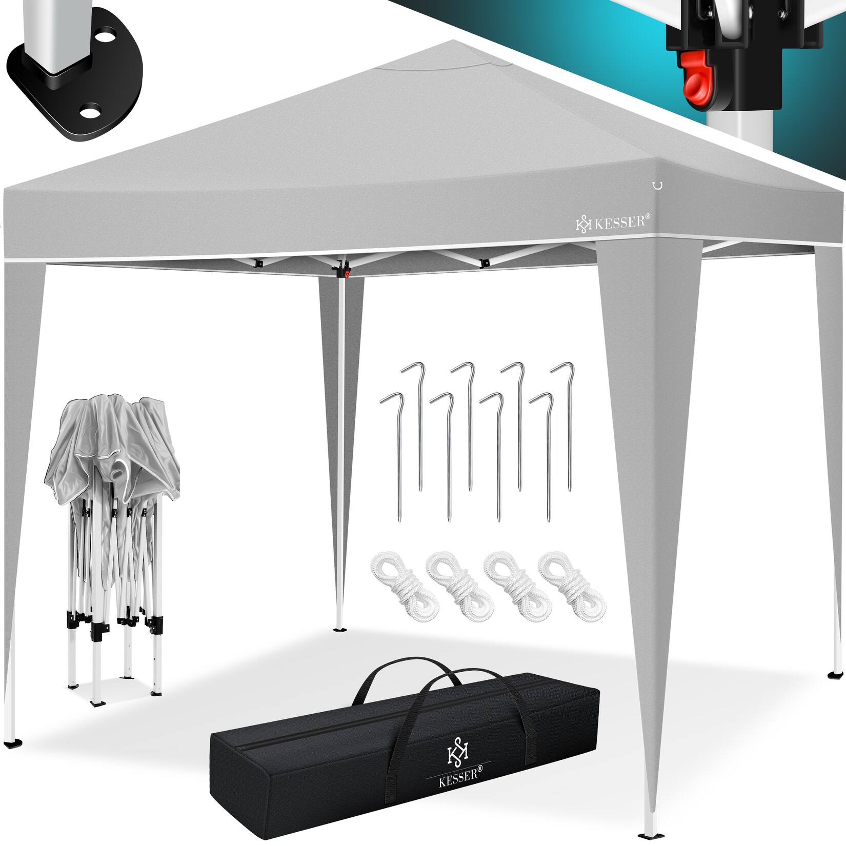 ® Pavillon 3x3m   wasserdicht   inkl. Tragetasche mit Rollen  Pop-Up Klicksystem   UV-Schutz 50+   Faltpavillon   Gartenzelt   Partyzelt   Metall-Verstrebungen
