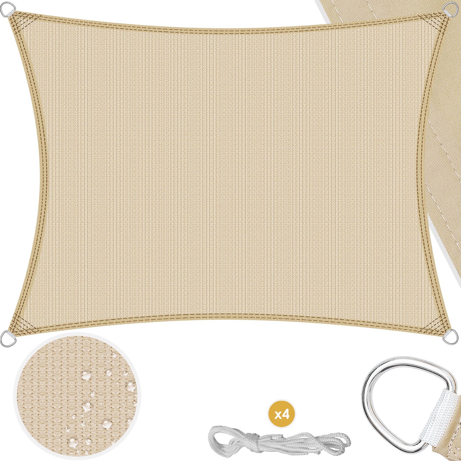 KESSER&reg; Sonnensegel Sonnenschutz Windschutz | HDPE Gewebe | wasserabweisend & windabweisend | 5-Fach quer vern&auml;ht robust & stabil Schattenspender Garten Balkon Terrasse - Bild 1