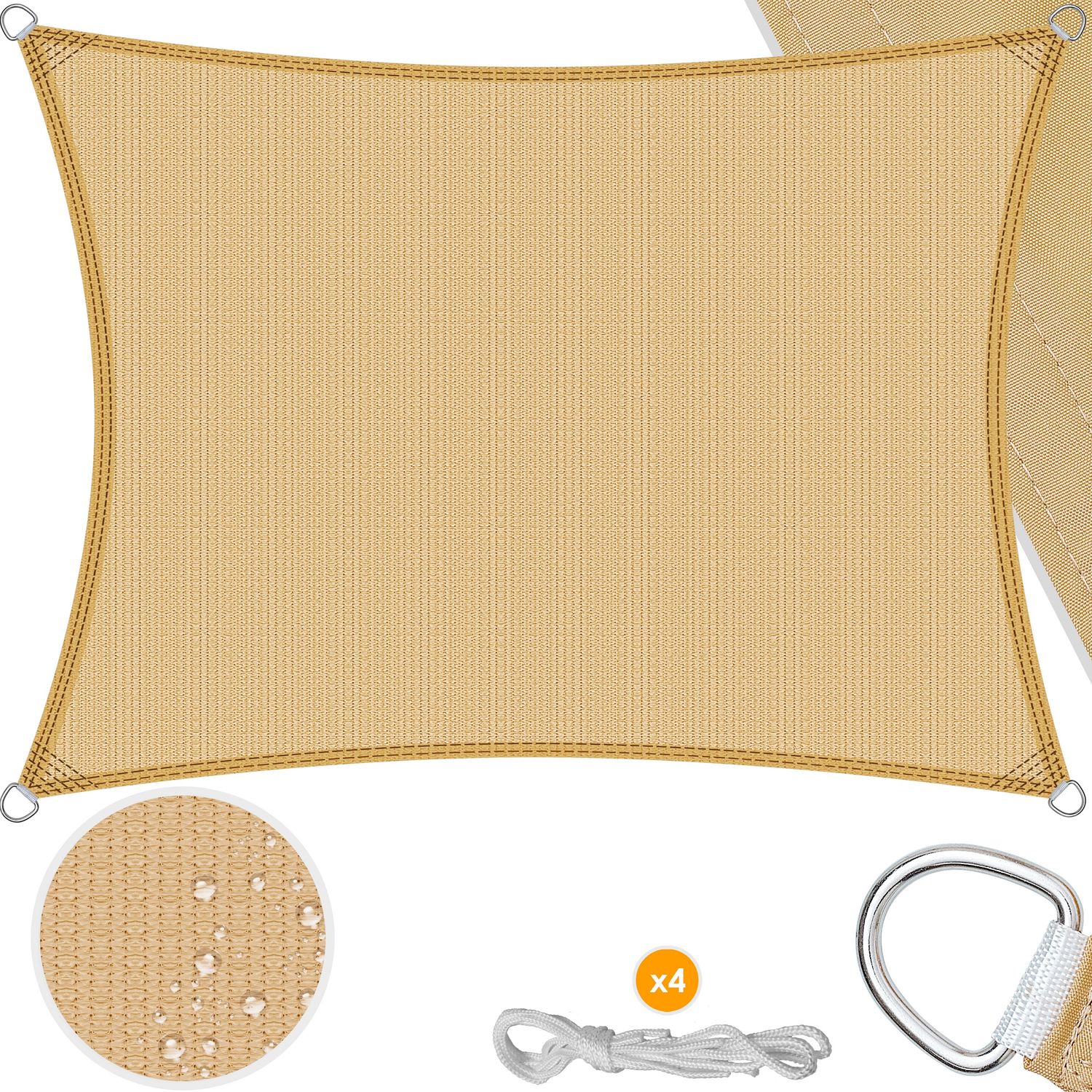 KESSER&reg; Sonnensegel Sonnenschutz Windschutz | HDPE Gewebe | wasserabweisend & windabweisend | 5-Fach quer vern&auml;ht robust & stabil Schattenspender Garten Balkon Terrasse - Bild 1