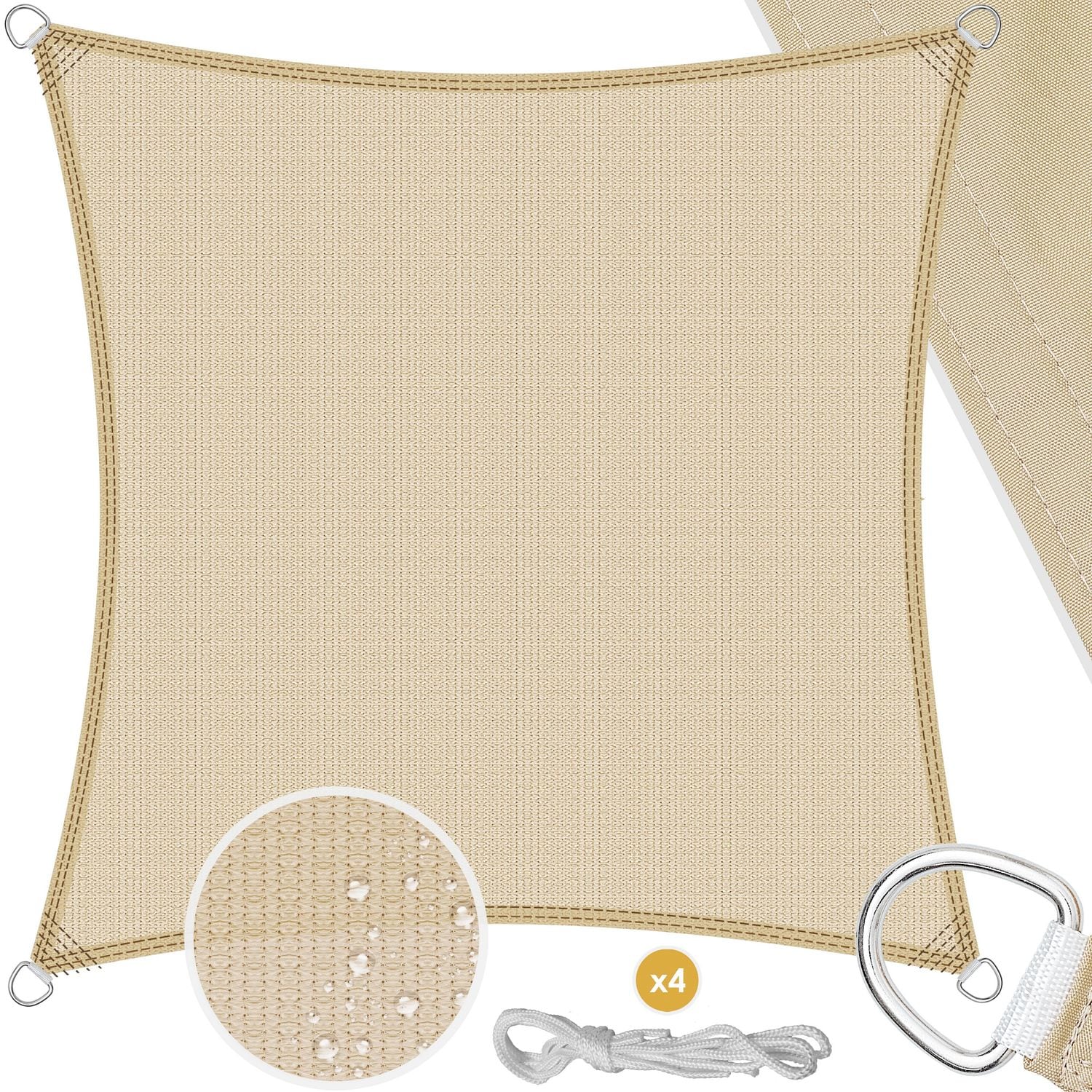 KESSER&reg; Sonnensegel Sonnenschutz Windschutz | HDPE Gewebe | wasserabweisend & windabweisend | 5-Fach quer vern&auml;ht robust & stabil Schattenspender Garten Balkon Terrasse - Bild 1