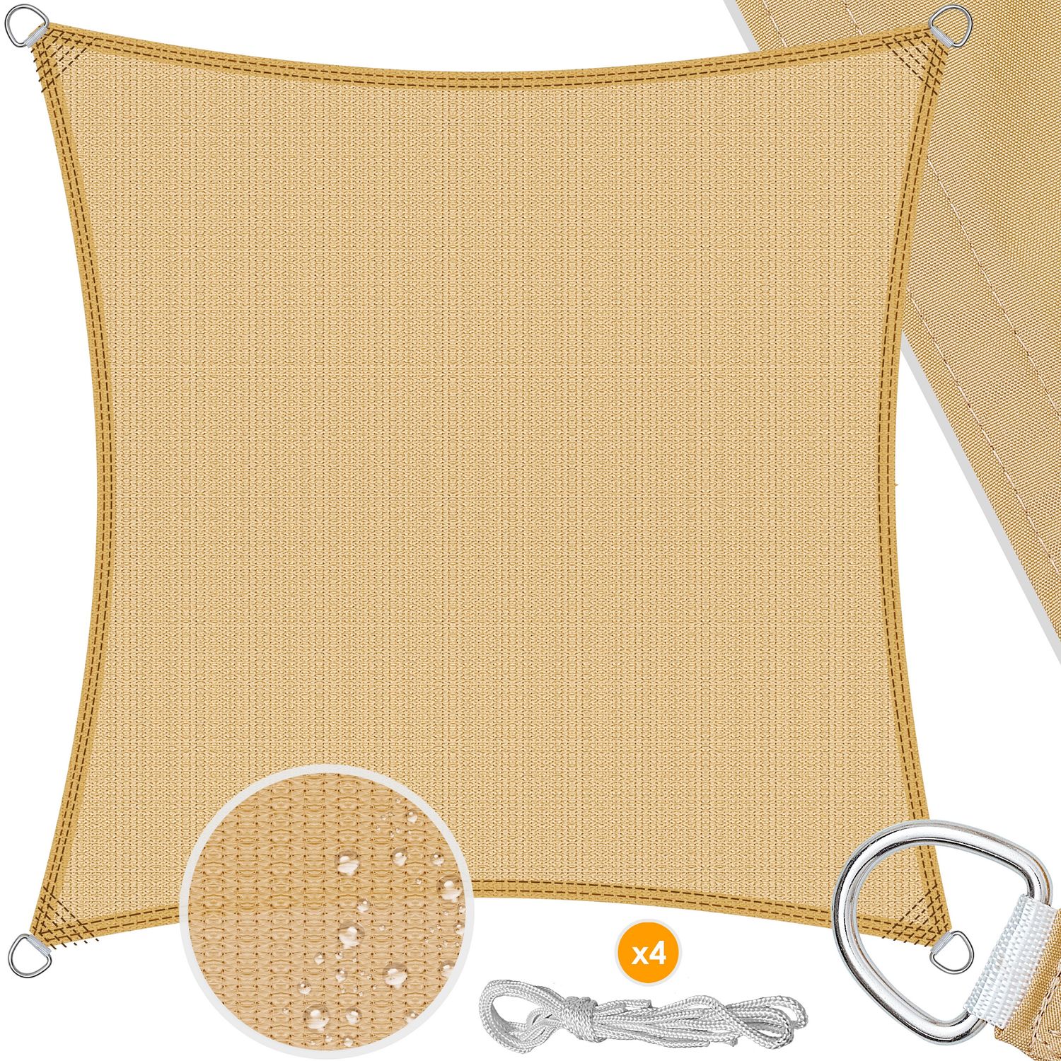 KESSER&reg; Sonnensegel Sonnenschutz Windschutz | HDPE Gewebe | wasserabweisend & windabweisend | 5-Fach quer vern&auml;ht robust & stabil Schattenspender Garten Balkon Terrasse - Bild 1