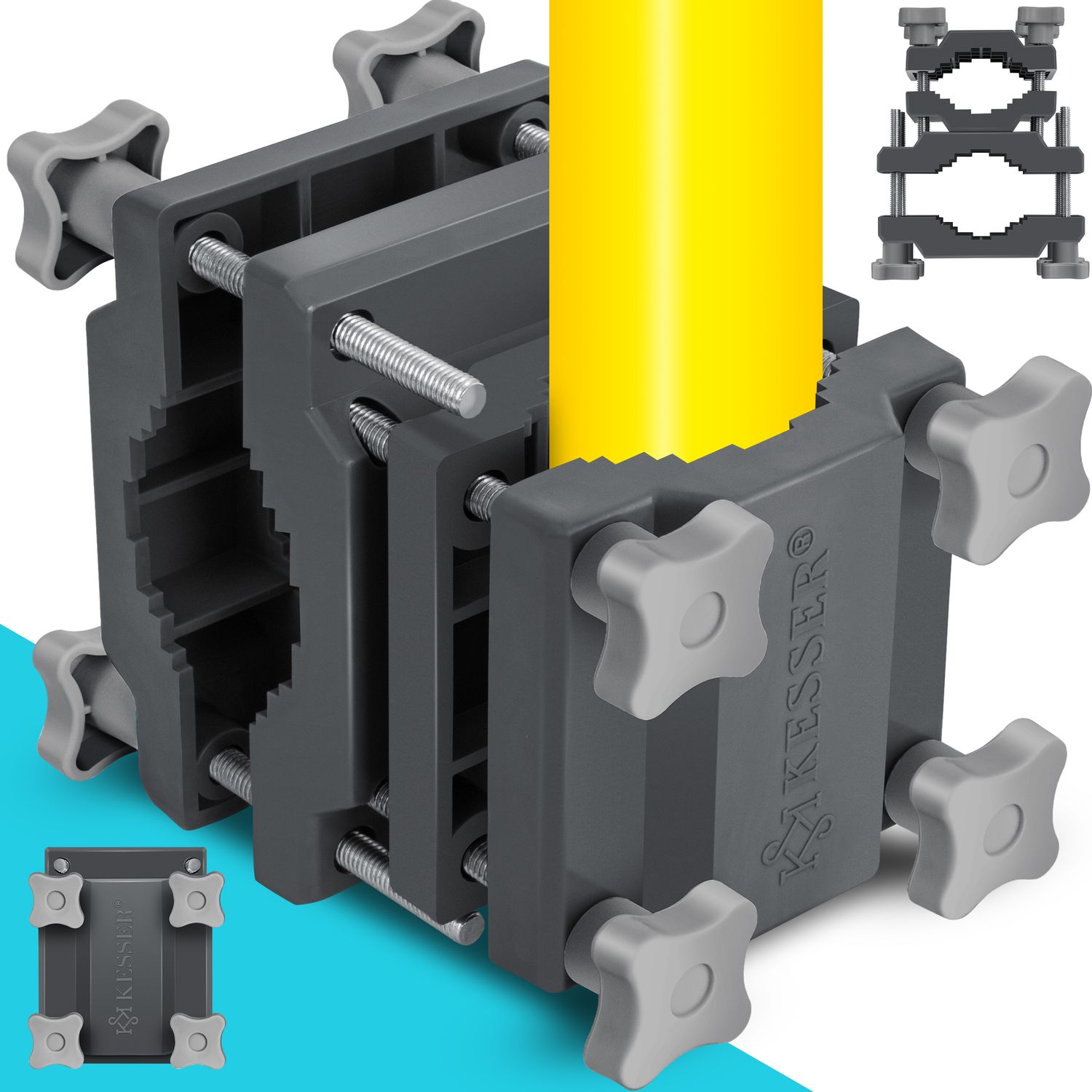 KESSER&reg; Premium Sonnenschirmhalter Universal Balkongel&auml;nder - Schirmst&auml;nder f&uuml;r eckige und runde Schirme | Balkon Terrasse Sonnenschirm Halterung hohe Flexibilit&auml;t  | Starke Klemmkraft - Bild 1