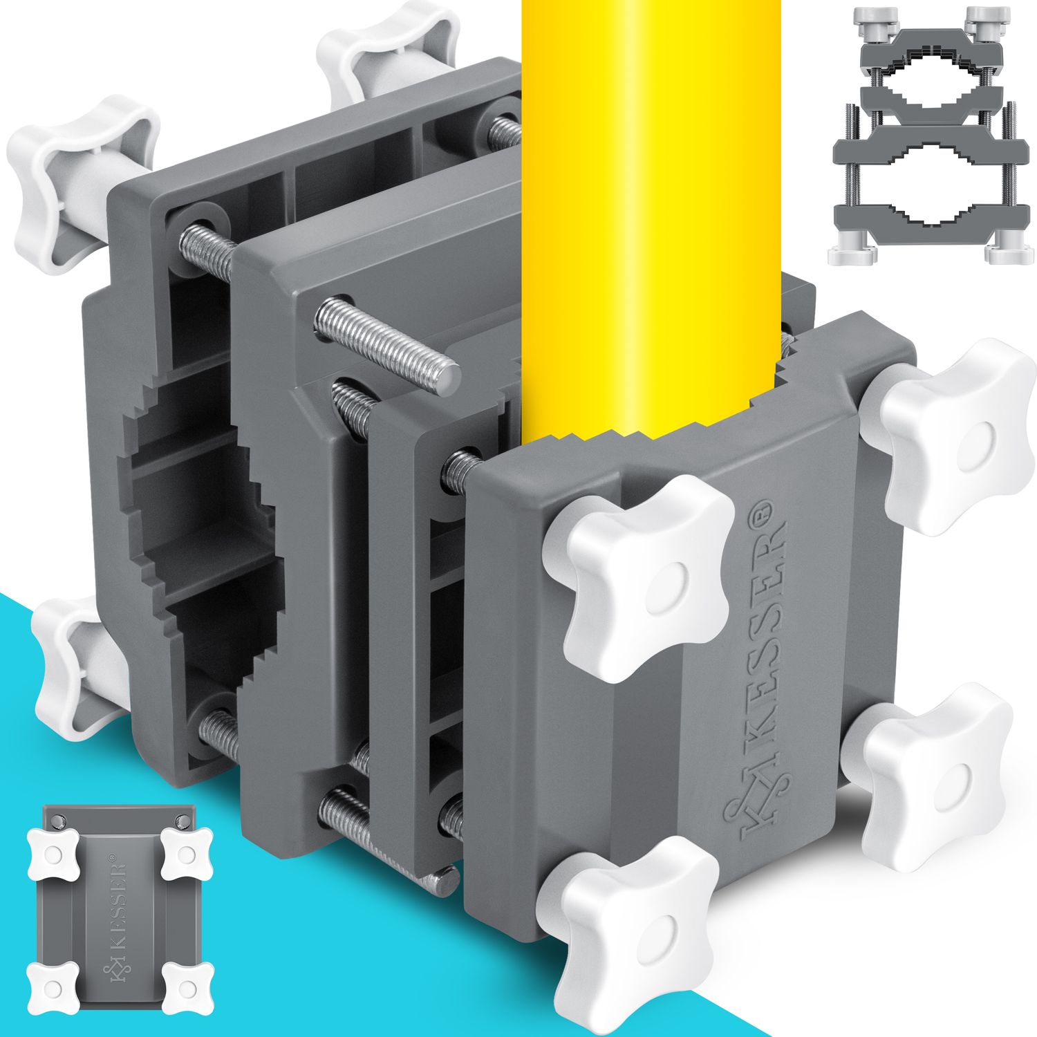 KESSER&reg; Premium Sonnenschirmhalter Universal Balkongel&auml;nder - Schirmst&auml;nder f&uuml;r eckige und runde Schirme | Balkon Terrasse Sonnenschirm Halterung hohe Flexibilit&auml;t  | Starke Klemmkraft - Bild 1