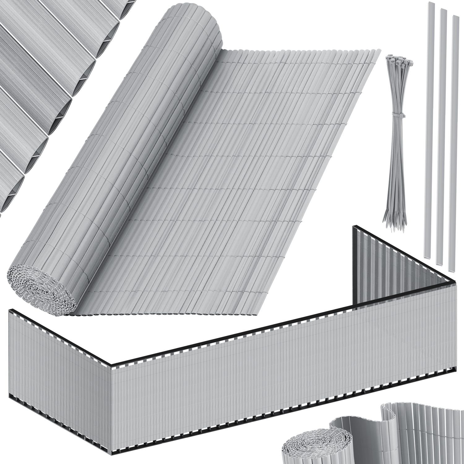 KESSER&reg; PVC Sichtschutzmatte Sichtschutzzaun Balkonverkleidung Windschutz verst&auml;rkte Lamellen f&uuml;r Garten Balkon & Terrasse Balkonumrandung inkl Kabelbindern, Abdeckung & Handschuhe - Bild 1