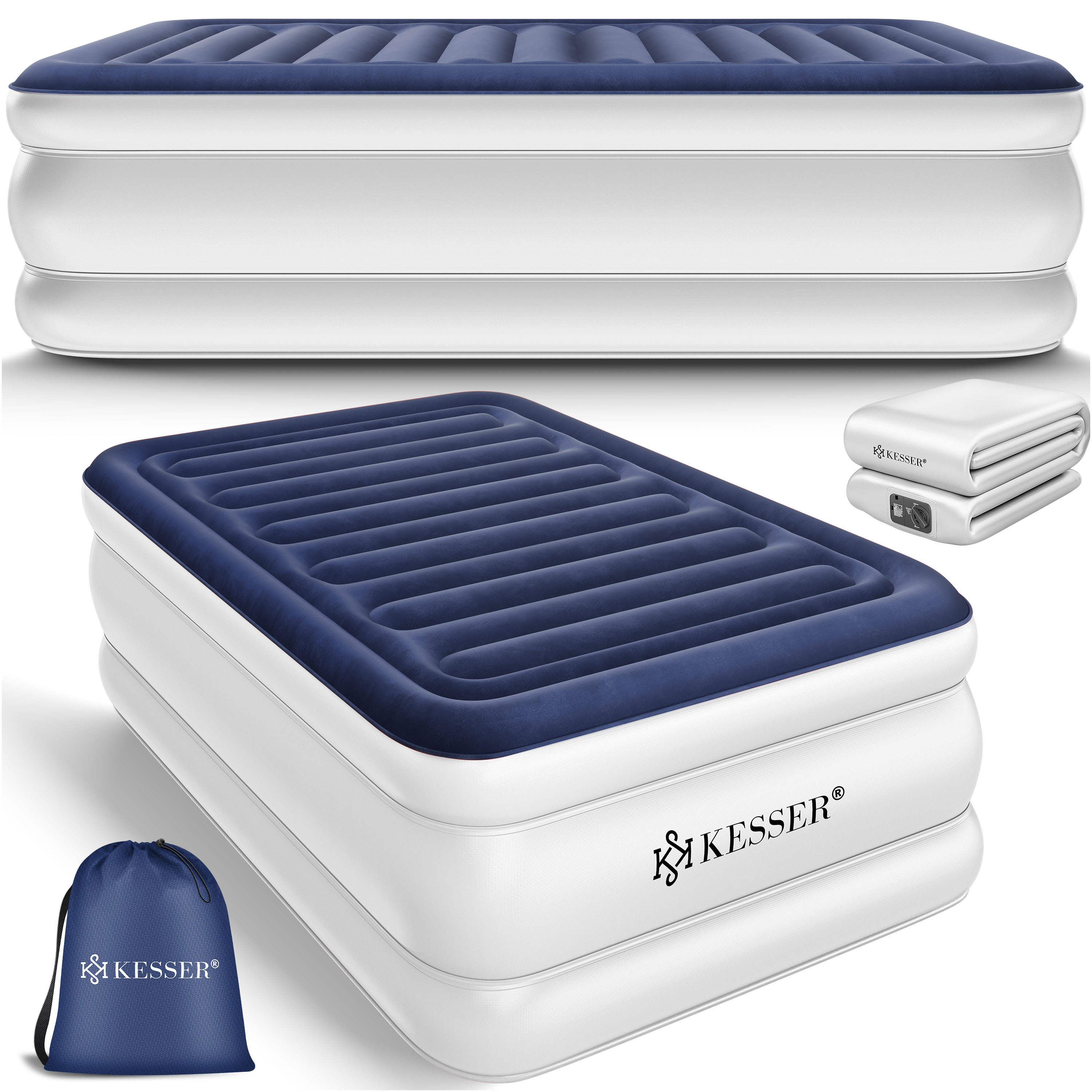KESSER&reg; Aufblasbare Matratze Luftbett mit eingebauter elektrischer Pumpe integrierte erh&ouml;hte aufblasbare Matratze f&uuml;r &Uuml;bernachtungsg&auml;ste mit Aufbewahrungstasche - Bild 1
