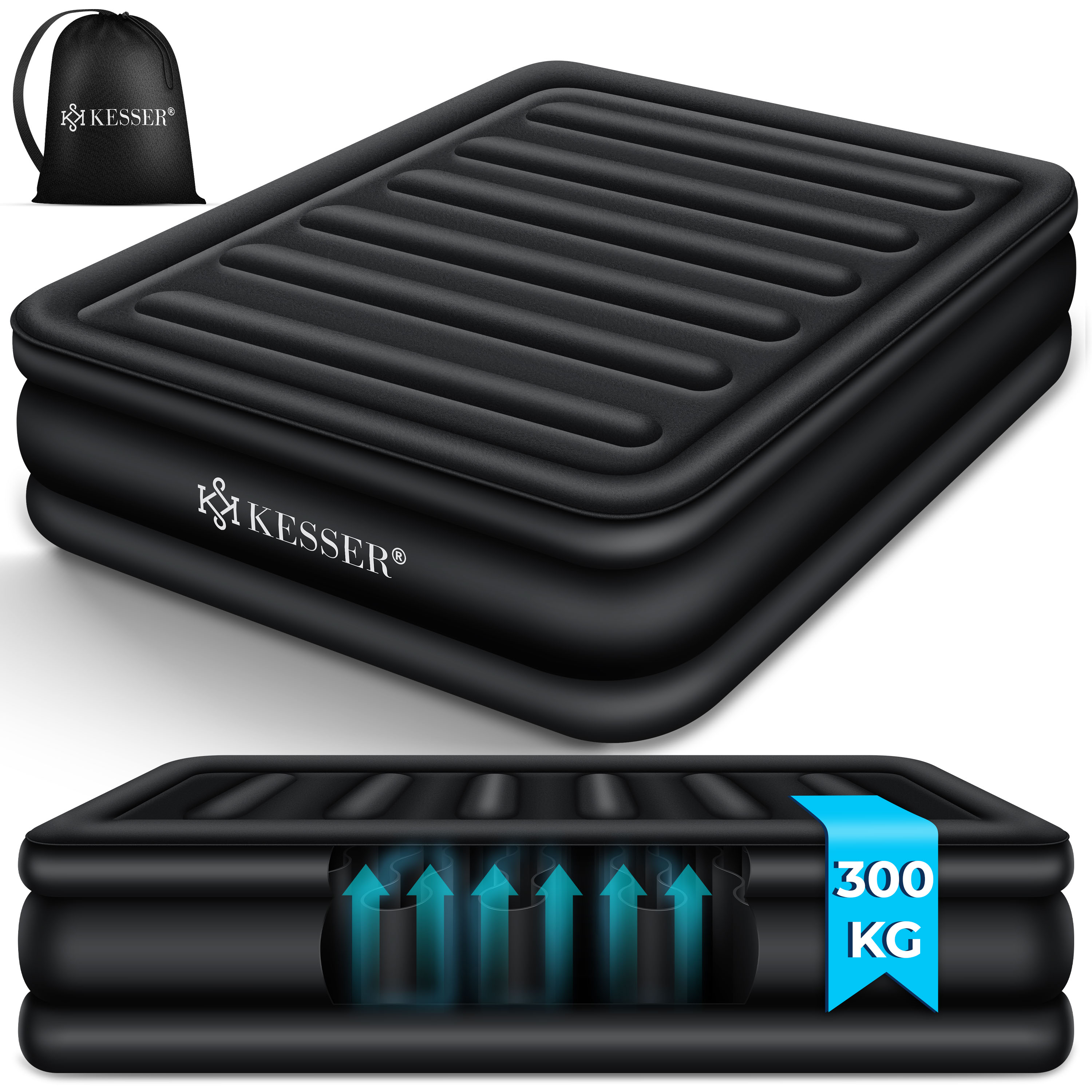 KESSER&reg; Aufblasbare Matratze Luftbett mit eingebauter elektrischer Pumpe integrierte erh&ouml;hte aufblasbare Matratze f&uuml;r &Uuml;bernachtungsg&auml;ste mit Aufbewahrungstasche - Bild 1