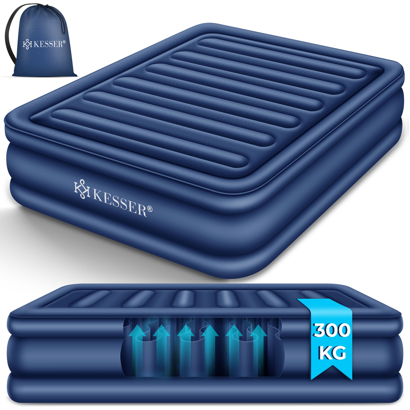 KESSER® Aufblasbare Matratze Luftbett mit eingebauter elektrischer Pumpe integrierte erhöhte aufblasbare Matratze für Übernachtungsgäste mit Aufbewahrungstasche
