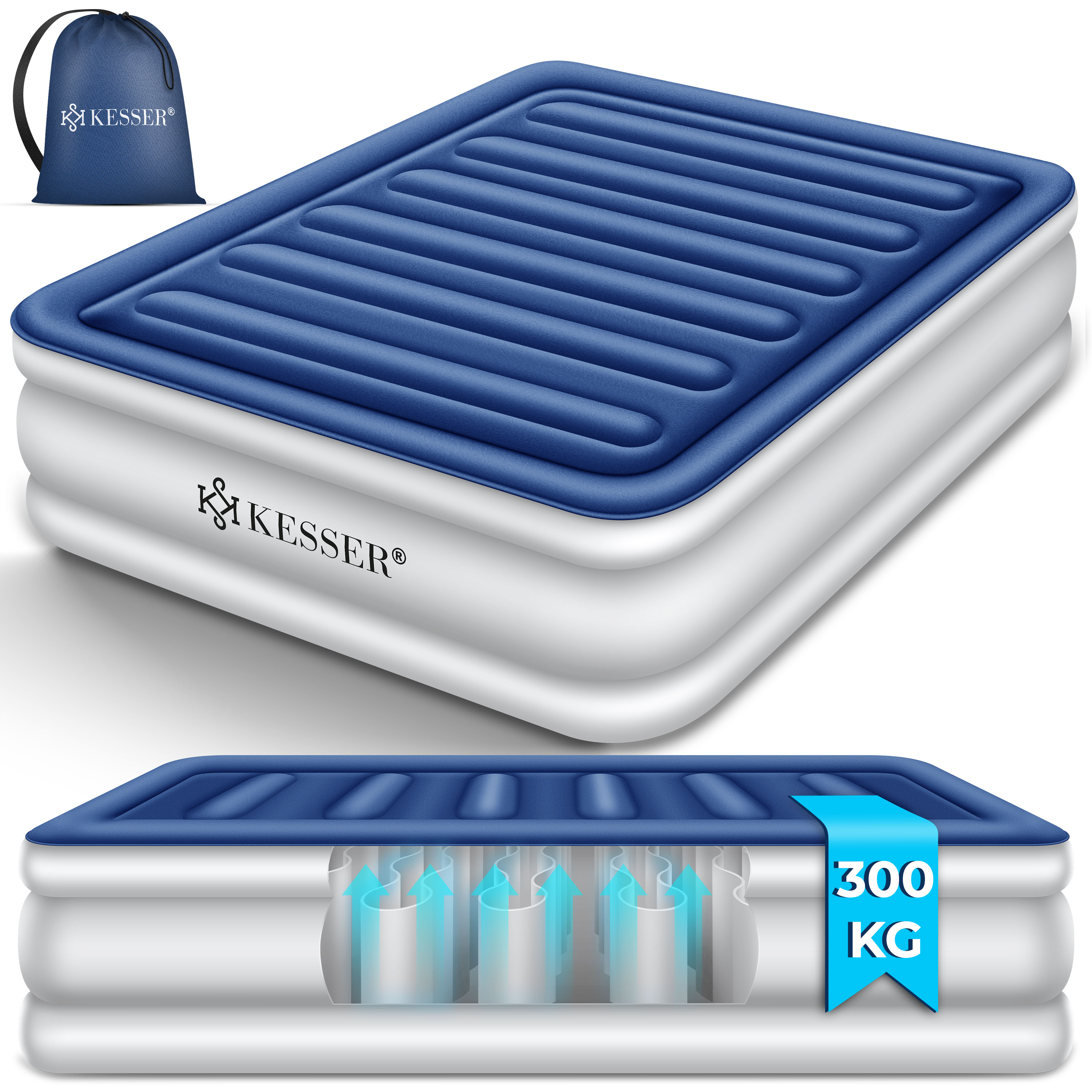 KESSER&reg; Aufblasbare Matratze Luftbett mit eingebauter elektrischer Pumpe integrierte erh&ouml;hte aufblasbare Matratze f&uuml;r &Uuml;bernachtungsg&auml;ste mit Aufbewahrungstasche - Bild 1
