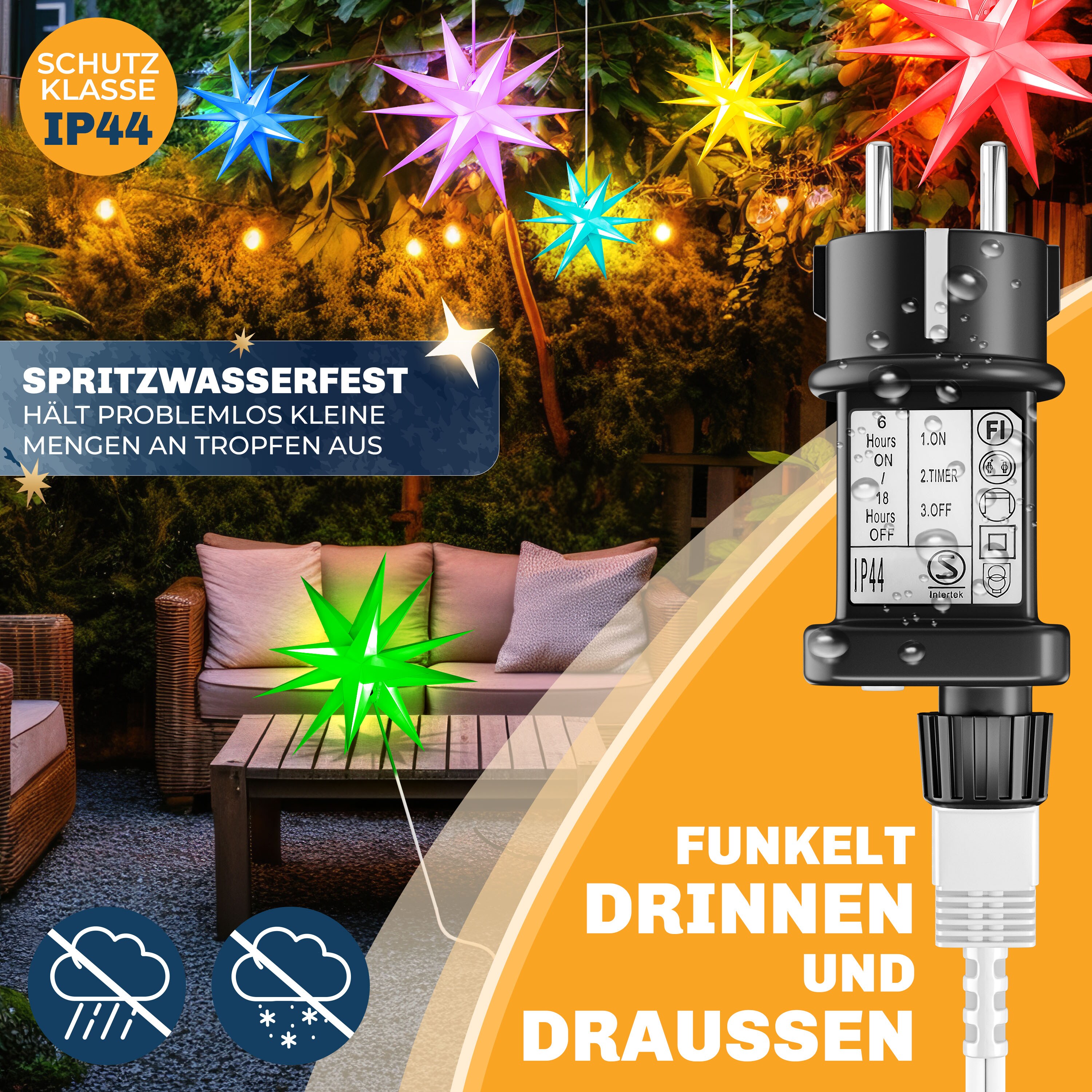 KESSER Leuchtstern 3D, LED Weihnachtsstern mit Timer fr innen und auen,  Adventsstern Beleuchtet hngend Stern + Warmwei Licht online kaufen bei  Netto