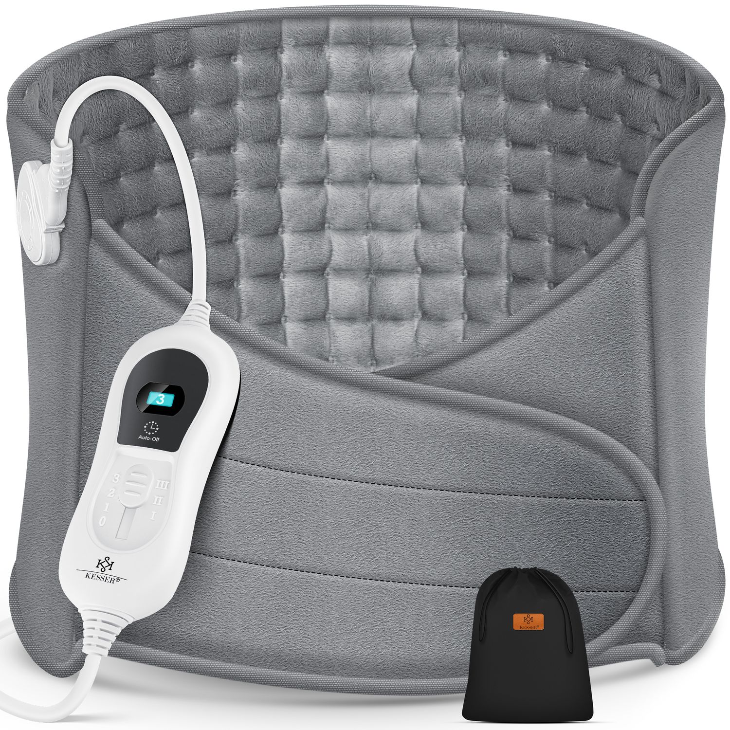 KESSER&reg; Heizkissen elektrisch f&uuml;r Bauch und R&uuml;cken Inkl. Tasche - Heizg&uuml;rtel mit 3 Temperaturstufen & Abschaltautomatik - W&auml;rmeg&uuml;rtel mit verstellbarem Band und Klettverschluss - Bild 1
