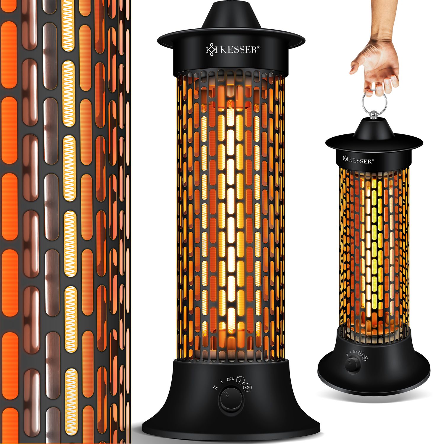 KESSER&reg; Standheizstrahler Infrarotheizung, 1200W Heizstrahler Energieeffiziente Heizung Innenraum mit 360&deg; Oszillation, Infrarotheizung Standger&auml;t, Elektroheizung&nbsp;IP55, Terrassen-Heizstrahler - Bild 1