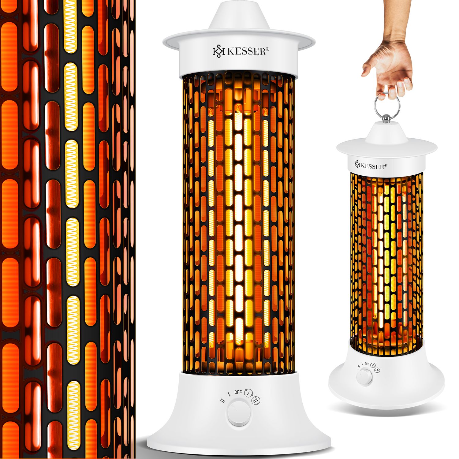 KESSER&reg; Standheizstrahler Infrarotheizung, 1200W Heizstrahler Energieeffiziente Heizung Innenraum mit 360&deg; Oszillation, Infrarotheizung Standger&auml;t, Elektroheizung&nbsp;IP55, Terrassen-Heizstrahler - Bild 1