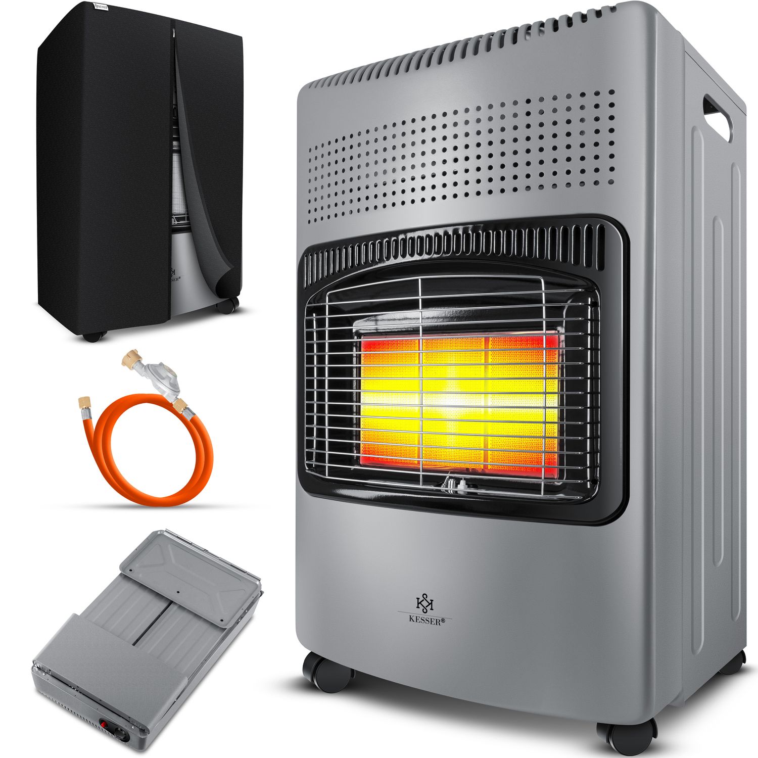 KESSER&reg; 4200 Watt Keramik Gasheizer inkl. Gasdruckregler Gasschlauch + Schutzh&uuml;lle - Gasheizofen, Heizstrahler Gasheizger&auml;t, Infrarot Keramikbrenner, Butan- oder Propangasflaschen bis 15kg - Bild 1