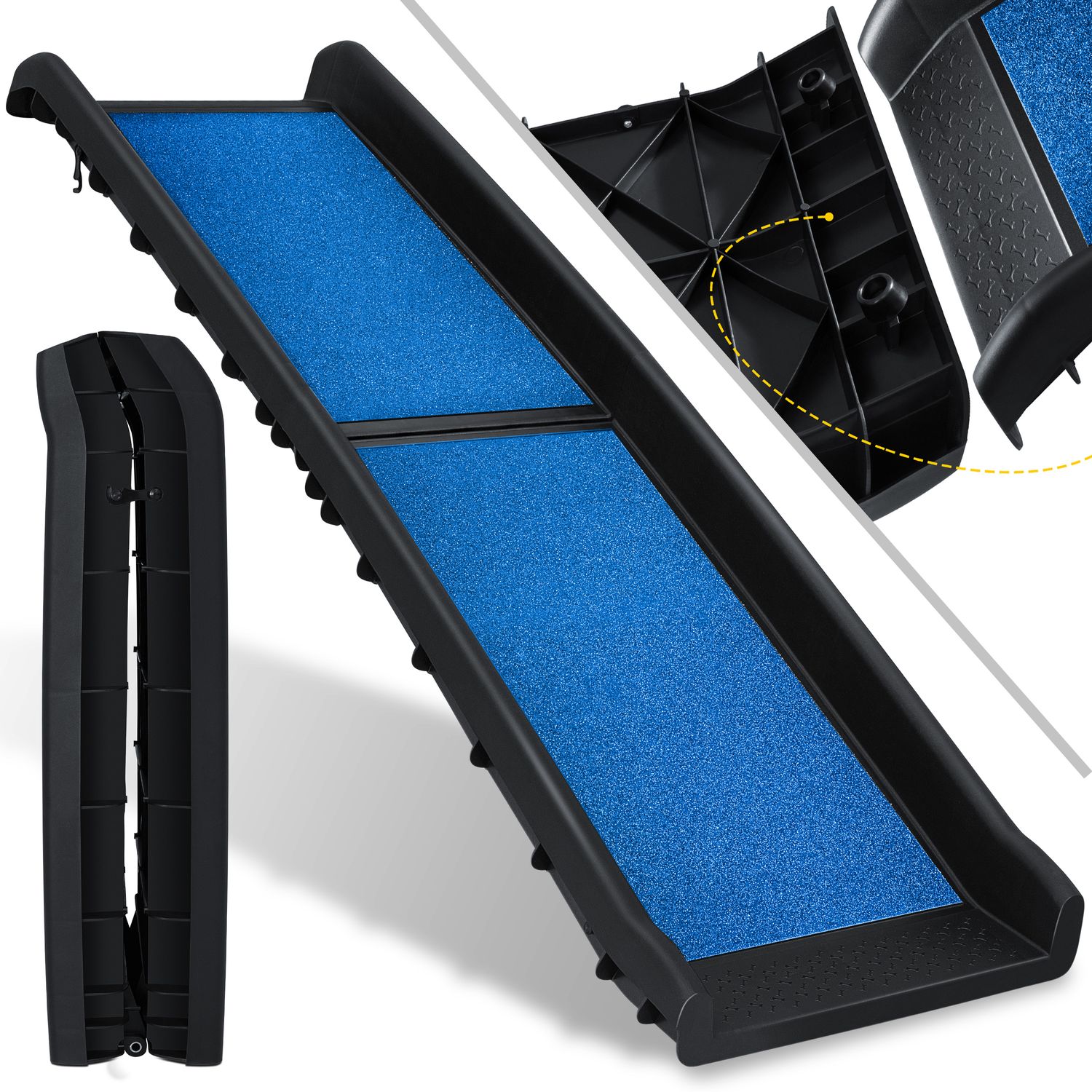 KESSER&reg; Hunderampe Hundetreppe Hundeautorampe Auto klappbar Kofferraumrampe f&uuml;r Haustiere Einstiegshilfe f&uuml;r Kofferraum, bis 90 kg, 156x40cm, leicht Stabil, rutschfest Hunde-Treppe , Schwarz - Bild 1