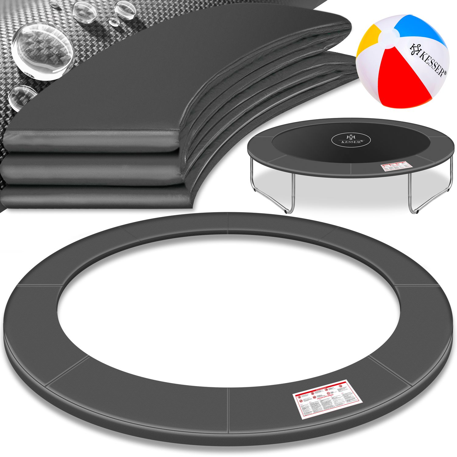 KESSER&reg; - Trampolin Randabdeckung &Oslash; 244 , 305 , 366 , 426 cm , 30cm breit 100% UV-best&auml;ndig rei&szlig;fest Federabdeckung , Gr&uuml;n , Blau - Bild 1