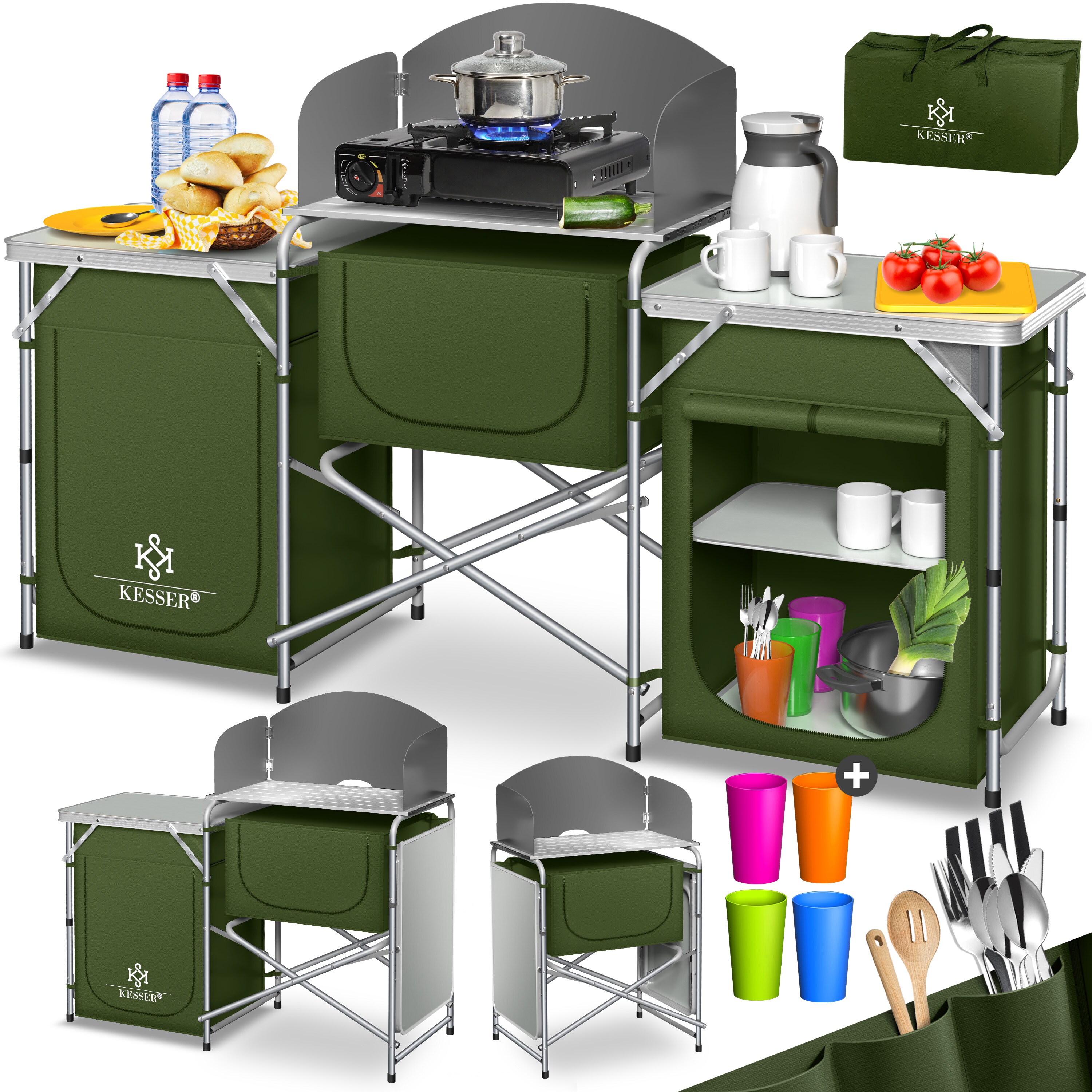 KESSER&reg; Campingschrank, Campingk&uuml;che mit Aluminiumgestell,  inkl.Tragetasche ,  Kocherschrank f&uuml;r Camping , Campingm&ouml;bel , Outdoor - Bild 1
