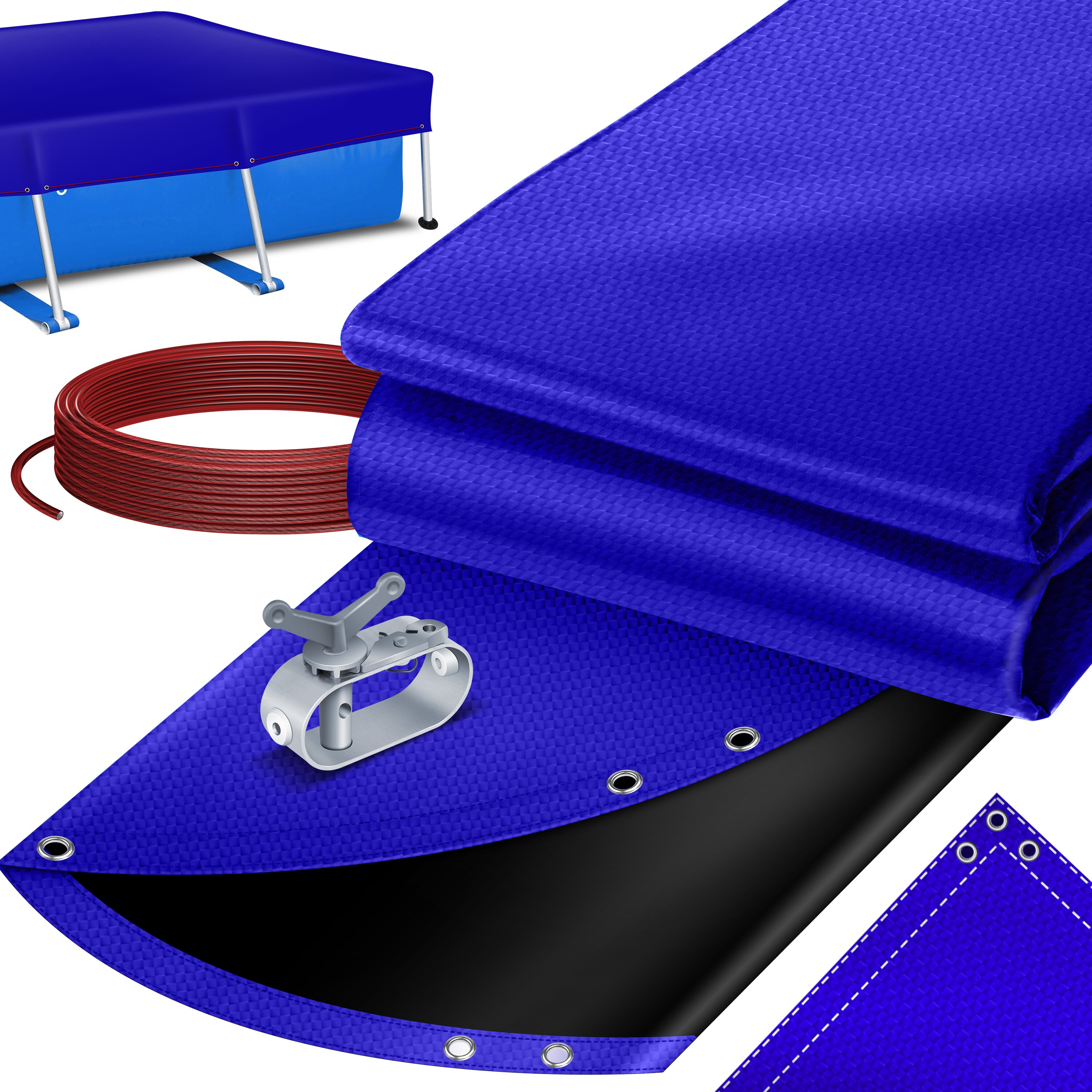 KESSER&reg; Solar Poolabdeckung Pool Abdeckplane | Poolplane aus 200g/m&sup2; PE Material Inkl. Stahlseil + Seilspanner mit &ouml;sen Solarplane Abdeckung UV-resistente Sommer & Winter - Bild 1