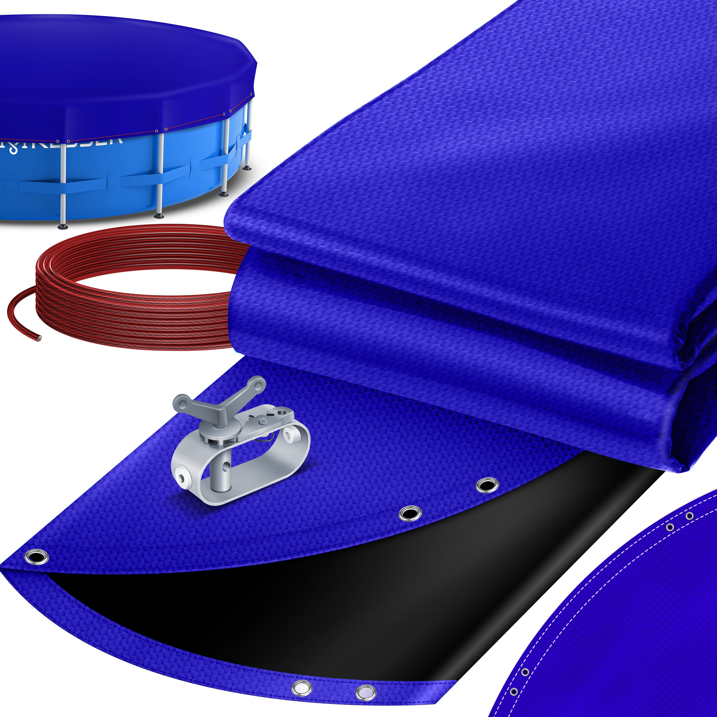 KESSER&reg; Solar Poolabdeckung Pool Abdeckplane | Poolplane aus 200g/m&sup2; PE Material Inkl. Stahlseil + Seilspanner mit &ouml;sen Solarplane Abdeckung UV-resistente Sommer & Winter - Bild 1