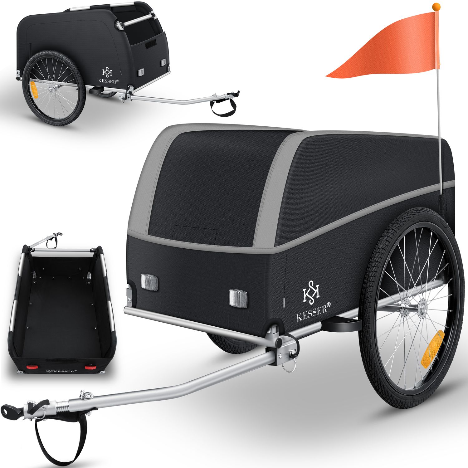 KESSER&reg; Fahrradanh&auml;nger Lastenanh&auml;nger Transportanh&auml;nger Hochdeichsel mit Kupplung, Inkl. Abdeckung  Klappfunktion Hochdeichsel Anh&auml;nge f&uuml;r Fahrrad Transportbox mit 120 Liter Max. 40 kg - Bild 1