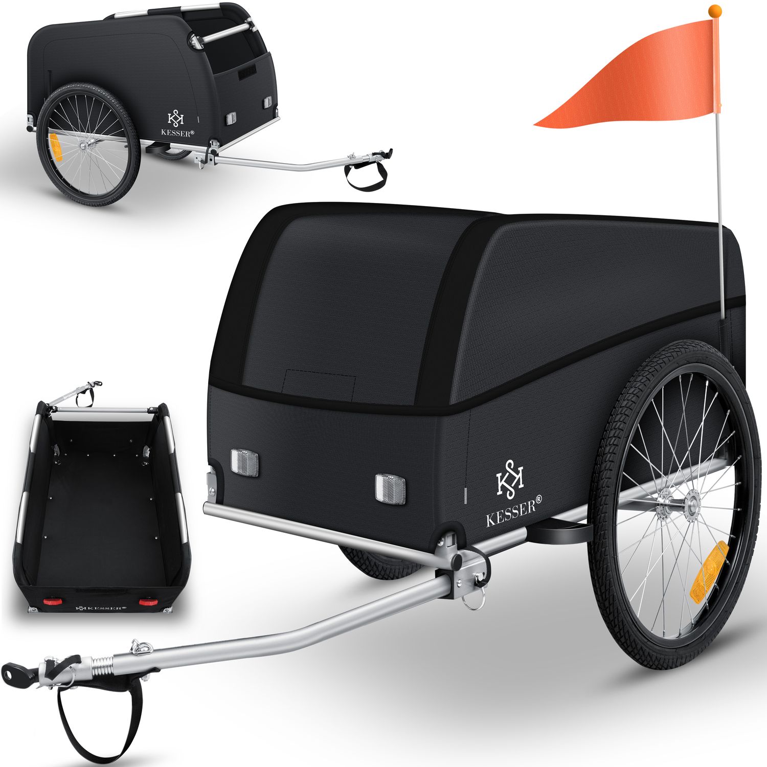 KESSER&reg; Fahrradanh&auml;nger Lastenanh&auml;nger Transportanh&auml;nger Hochdeichsel mit Kupplung, Inkl. Abdeckung  Klappfunktion Hochdeichsel Anh&auml;nge f&uuml;r Fahrrad Transportbox mit 120 Liter Max. 40 kg - Bild 1