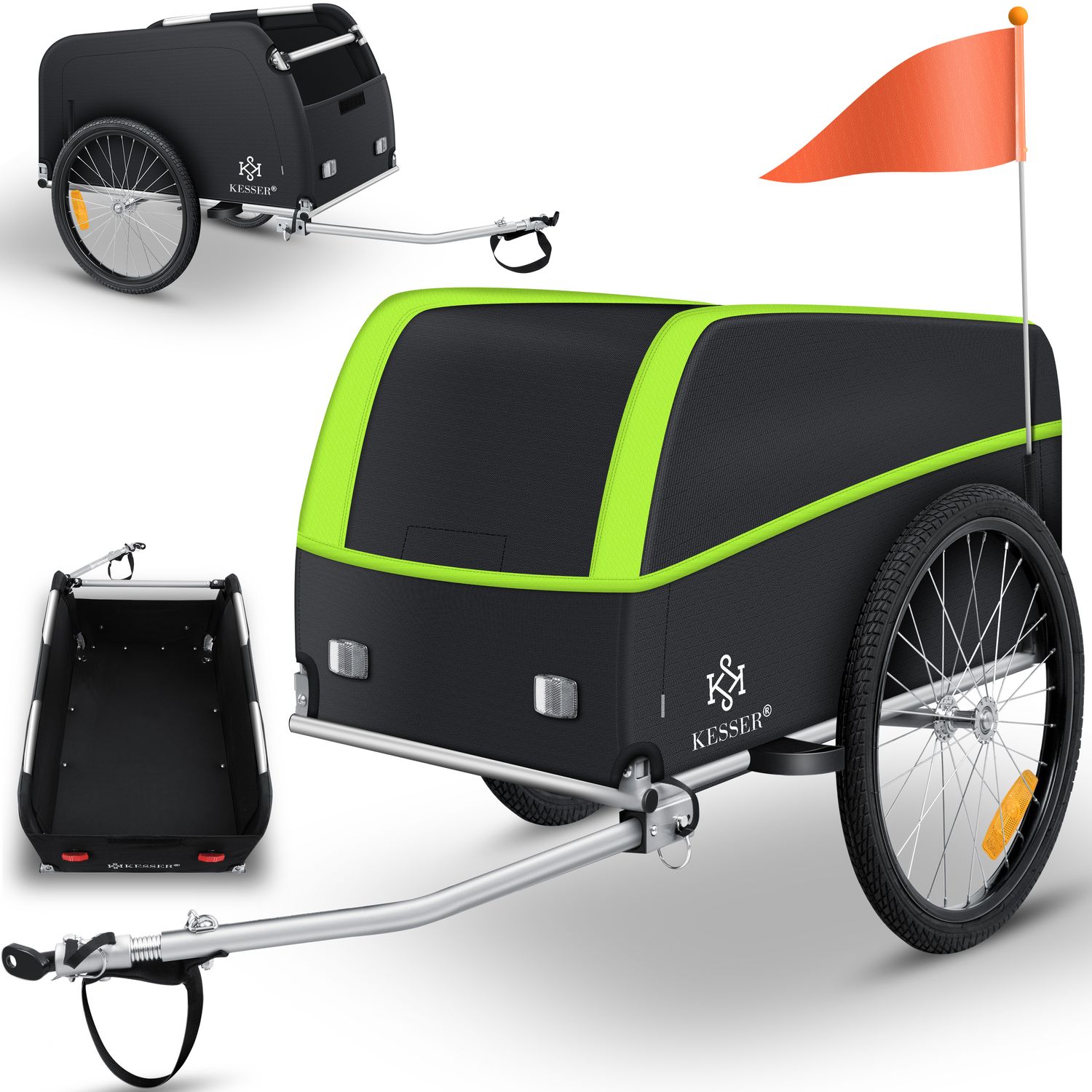 KESSER&reg; Fahrradanh&auml;nger Lastenanh&auml;nger Transportanh&auml;nger Hochdeichsel mit Kupplung, Inkl. Abdeckung  Klappfunktion Hochdeichsel Anh&auml;nge f&uuml;r Fahrrad Transportbox mit 120 Liter Max. 40 kg - Bild 1