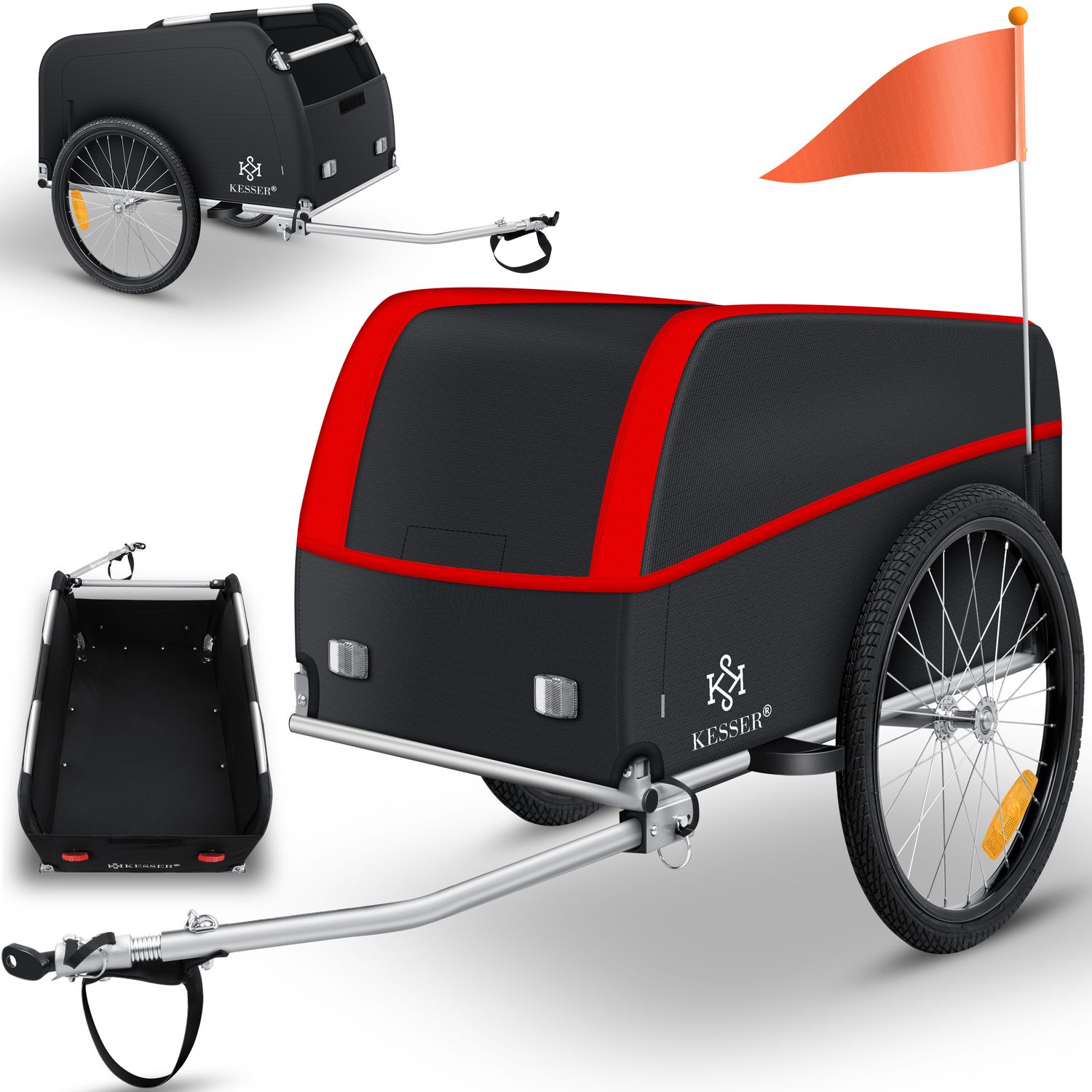 KESSER&reg; Fahrradanh&auml;nger Lastenanh&auml;nger Transportanh&auml;nger Hochdeichsel mit Kupplung, Inkl. Abdeckung  Klappfunktion Hochdeichsel Anh&auml;nge f&uuml;r Fahrrad Transportbox mit 120 Liter Max. 40 kg - Bild 1