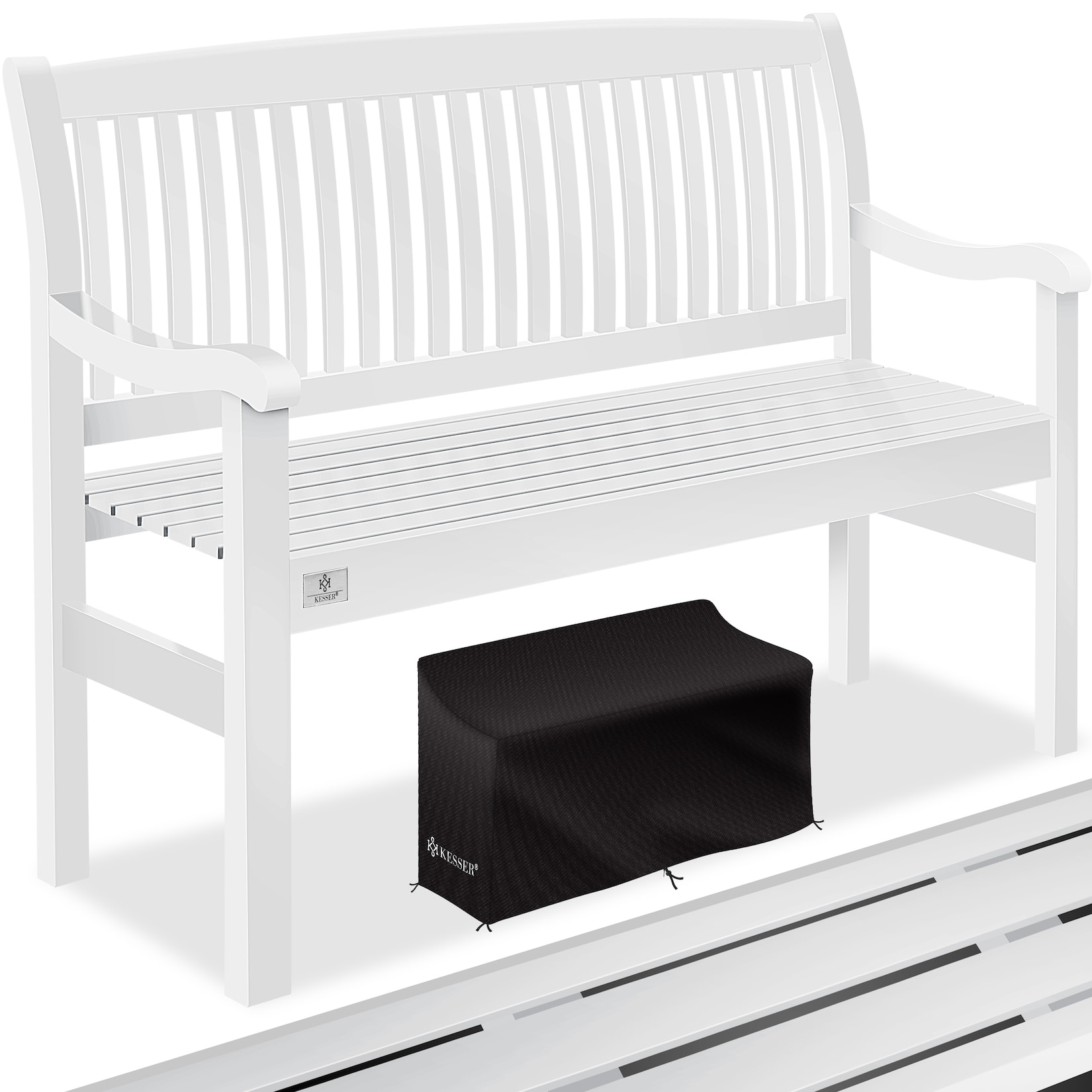 KESSER® Gartenbank Holz Holzbank wetterfest Für 3 bis 4 Personen Parkbank aus Massivholz Sitzbank 320 kg belastbar Balkonbank Bank für Balkon Terrasse & Garten inkl. Cover