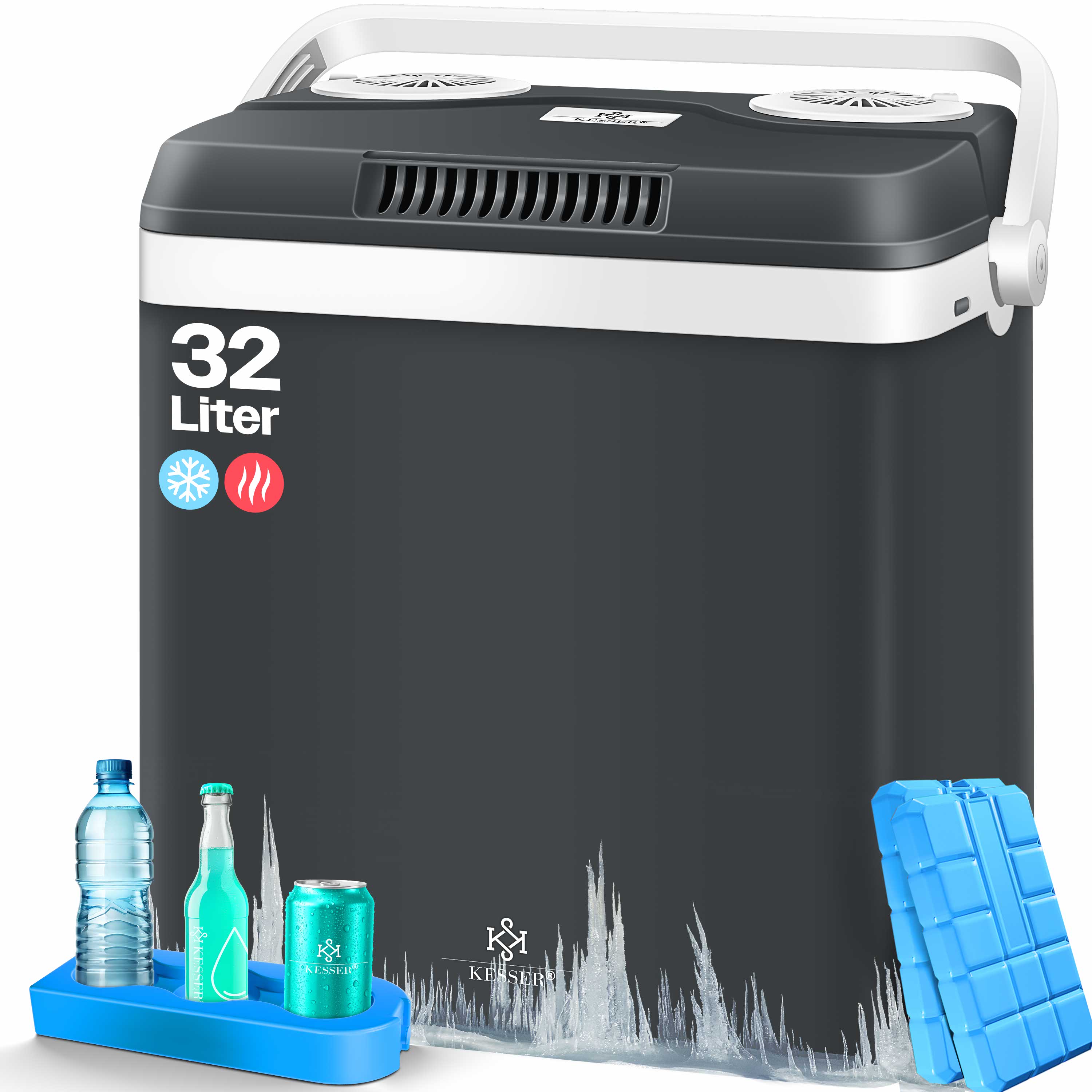 KESSER&reg; 32 L K&uuml;hlbox 12V, 230V Stecker, Mini-K&uuml;hlschrank, Thermoelektrische Warmhaltebox - Bild 1