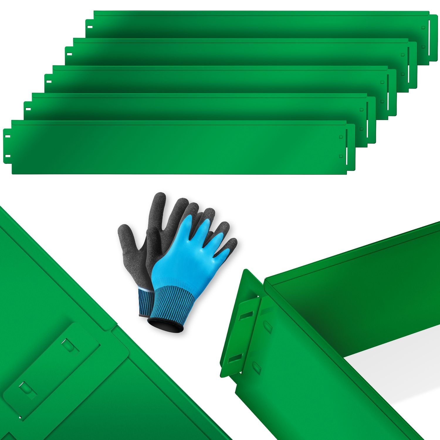 KESSER&reg; Rasenkante Beeteinfassung Beetumrandung 5m 10m 15m 20m 25m 30m 35m 40m 45m 50m 100x14cm oder 100x18cm Beetbegrenzung Rasenbleche M&auml;hkante Metall Palisade Beet Rasen. Inkl. Handschuhe - Bild 1