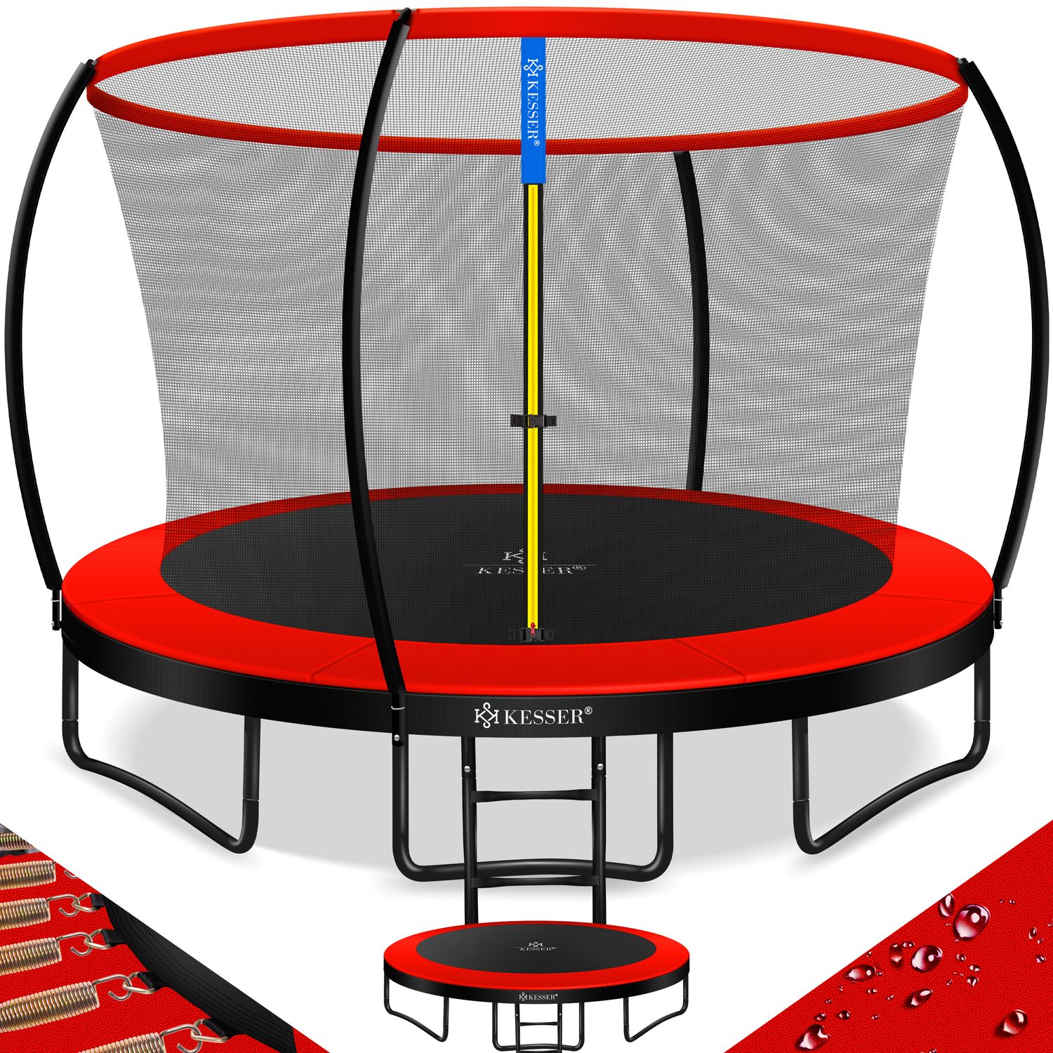 KESSER&reg; Trampolin Gartentrampolin | T&Uuml;V Rheinland GS Zertifiziert | Kindertrampolin bis 150 kg | Komplettset mit Sicherheitsnetz, Leiter, Randabdeckung, Seitentasche & Zubeh&ouml;r - Bild 1