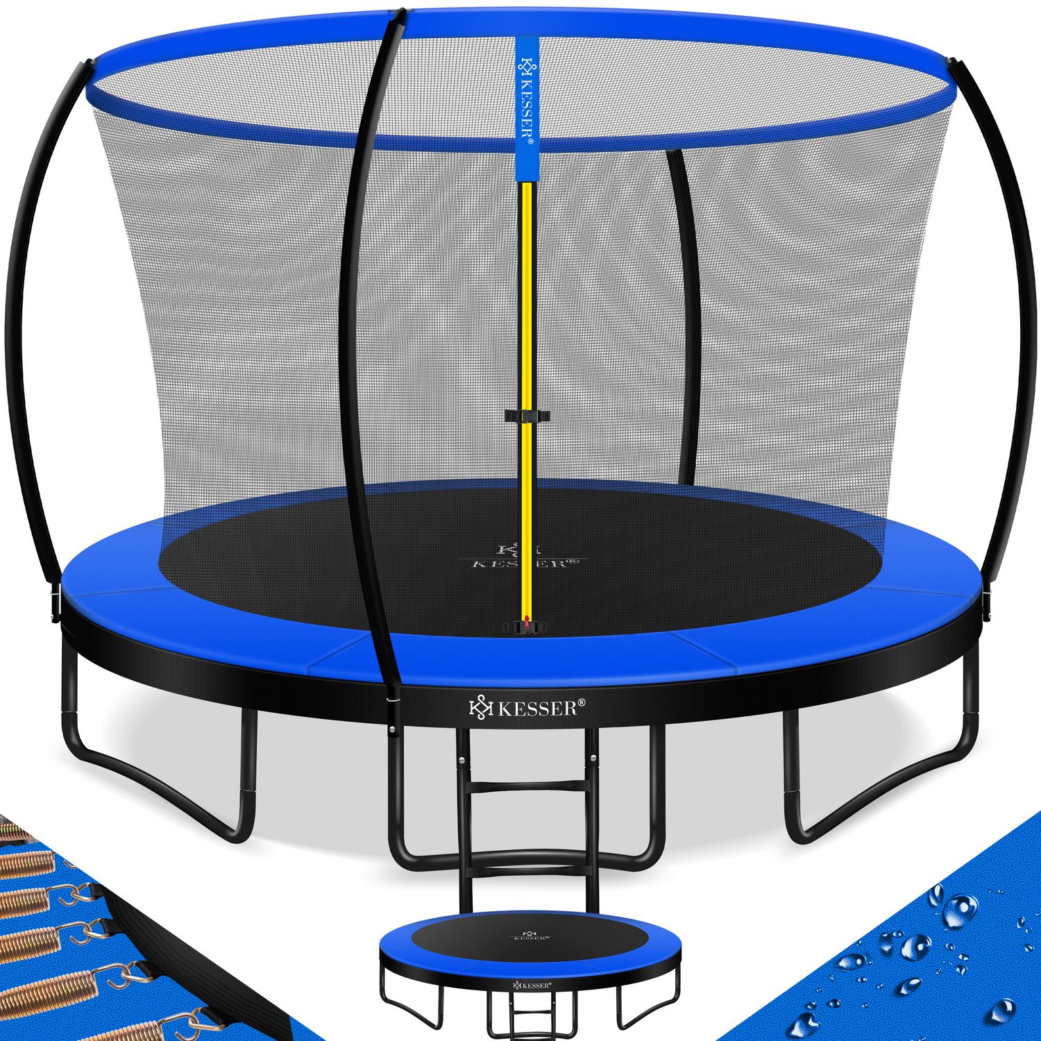 KESSER&reg; Trampolin Gartentrampolin | T&Uuml;V Rheinland GS Zertifiziert | Kindertrampolin bis 150 kg | Komplettset mit Sicherheitsnetz, Leiter, Randabdeckung, Seitentasche & Zubeh&ouml;r - Bild 1