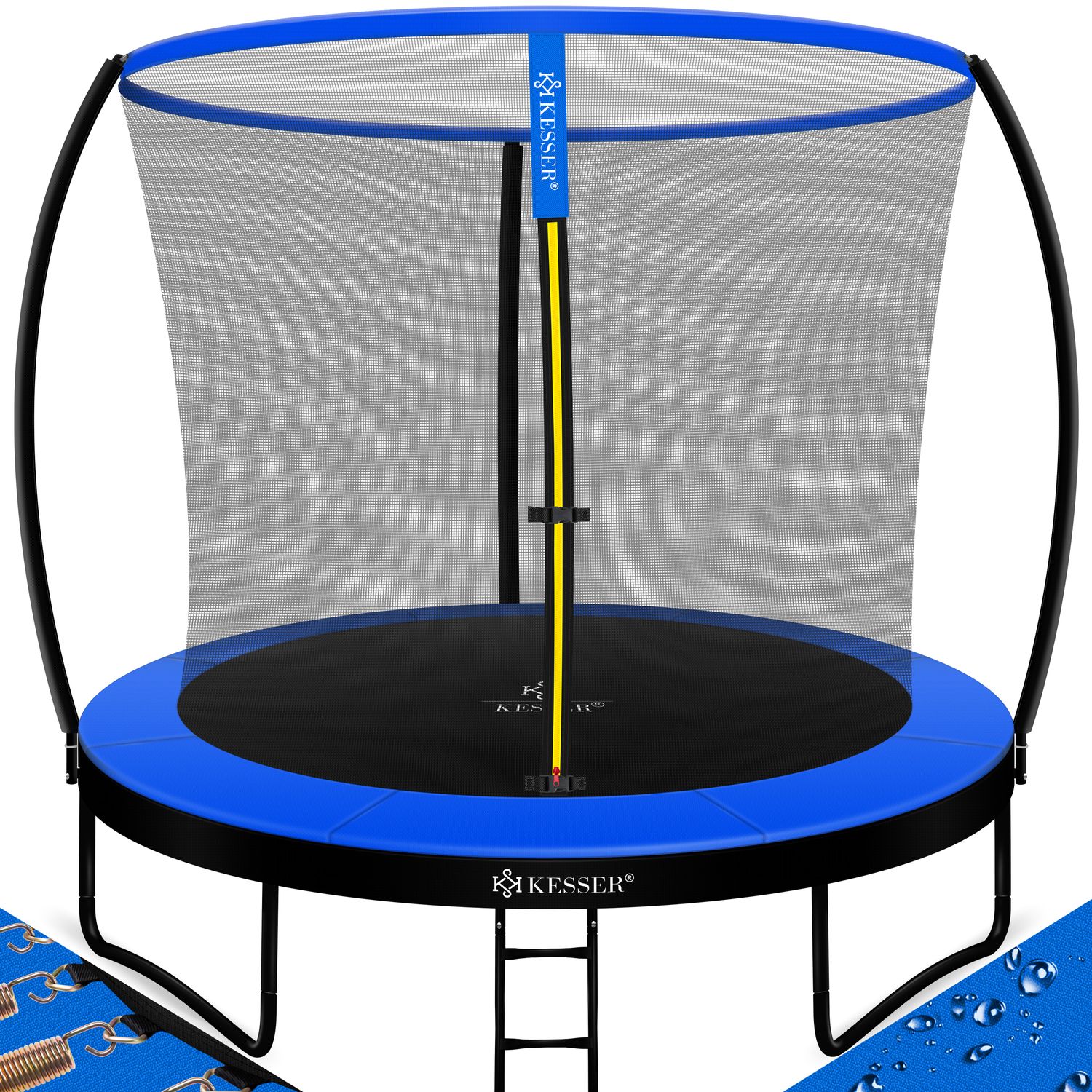 KESSER&reg; Trampolin Gartentrampolin | T&Uuml;V Rheinland GS Zertifiziert | Kindertrampolin bis 150 kg | Komplettset mit Sicherheitsnetz, Leiter, Randabdeckung, Seitentasche & Zubeh&ouml;r - Bild 1